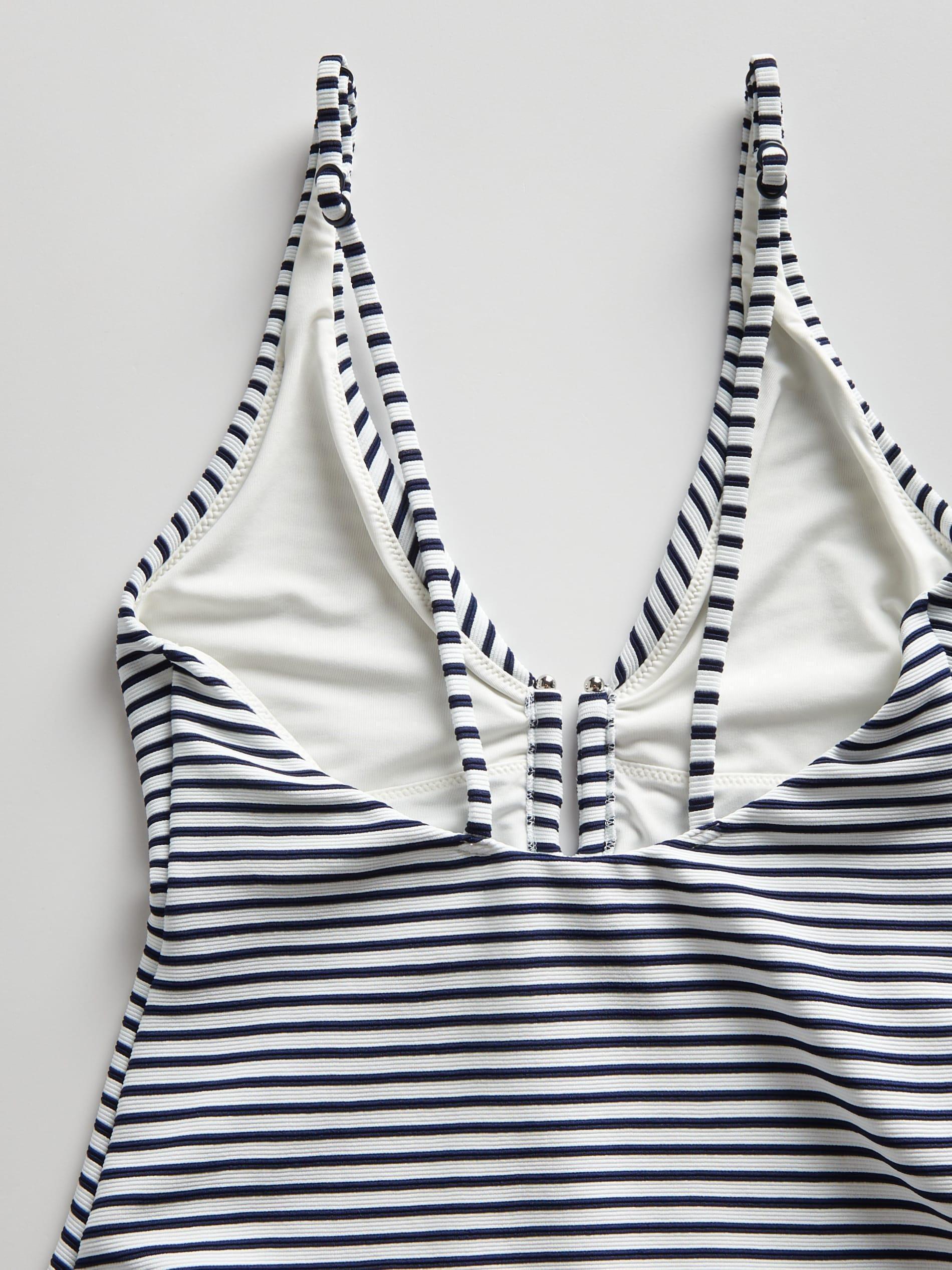 White Striped Swimsuit, Ivory, large image number 6