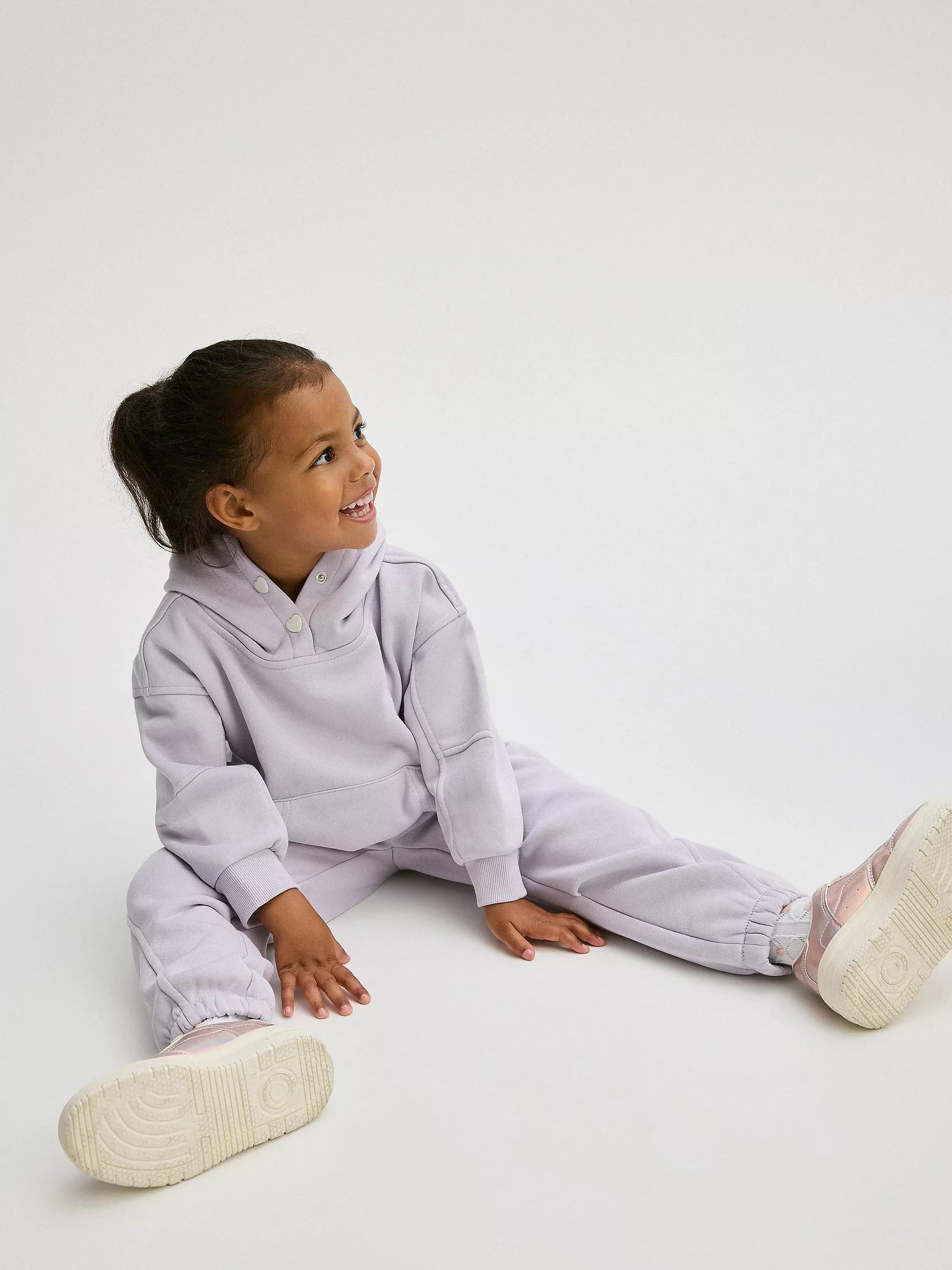 Purple Elastic Waist Joggers, kids girls, , large image number 2