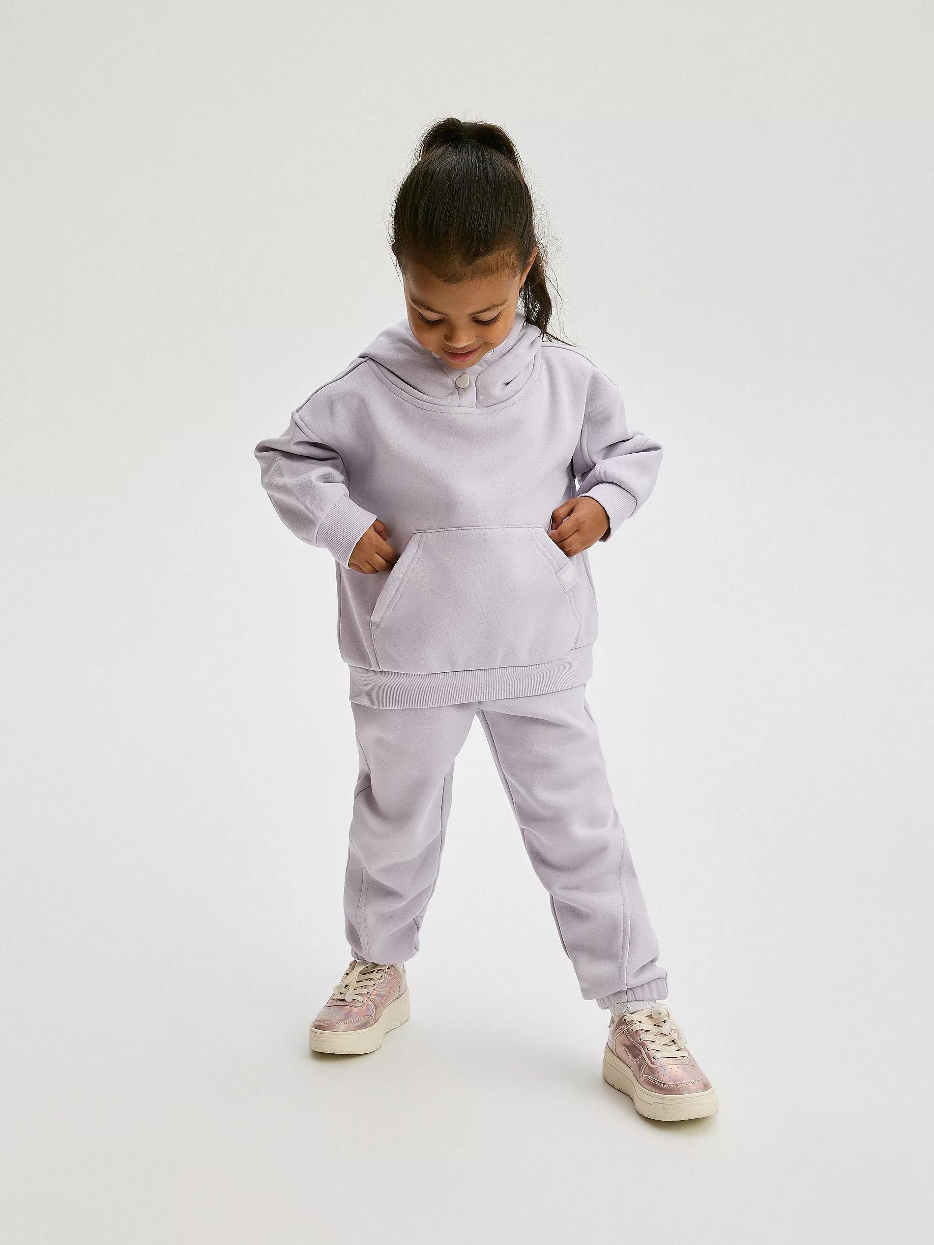Purple Elastic Waist Joggers, kids girls, , large image number 4