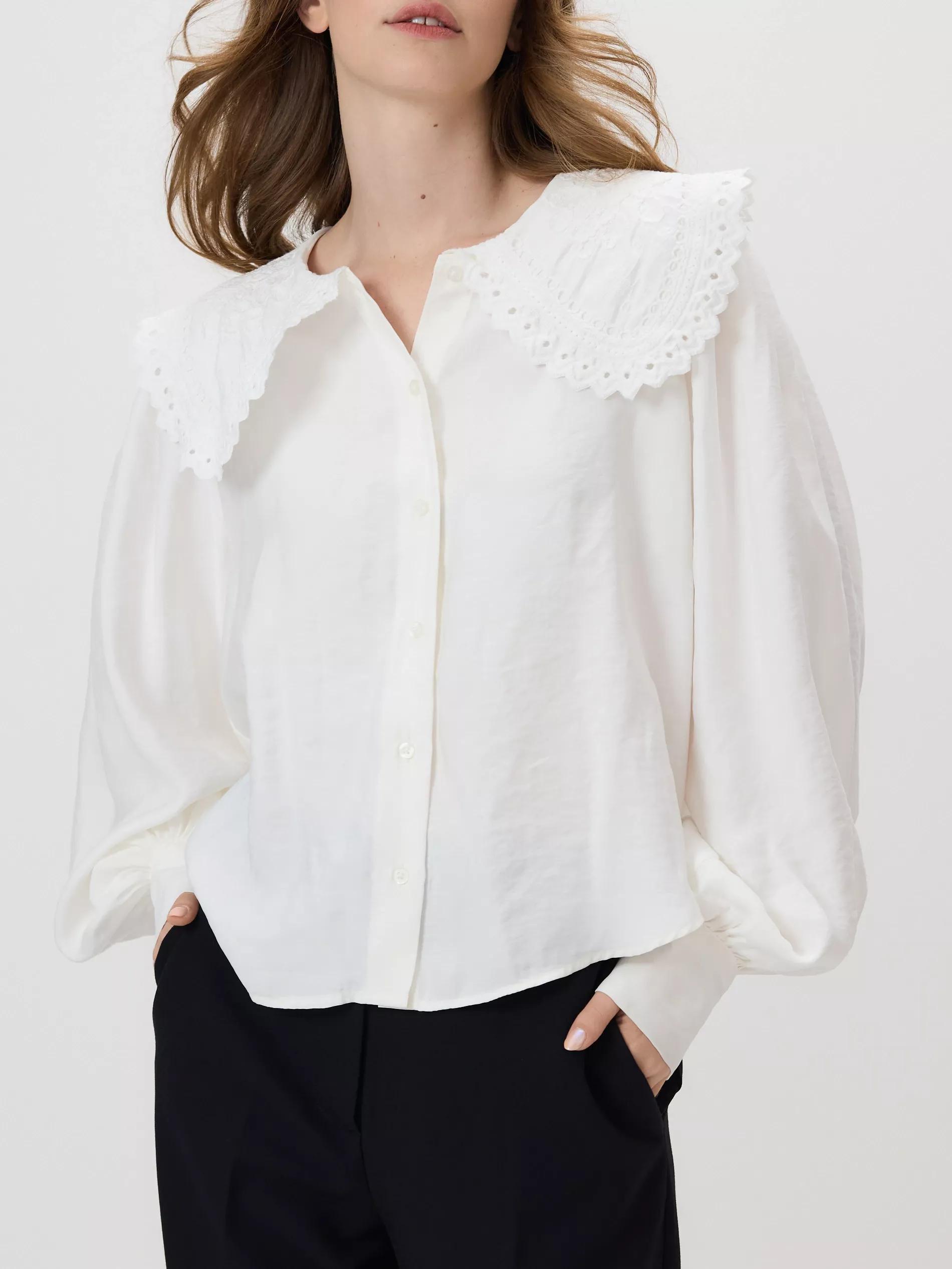 Cream Shirt With Decorative Collar, Ivory, medium