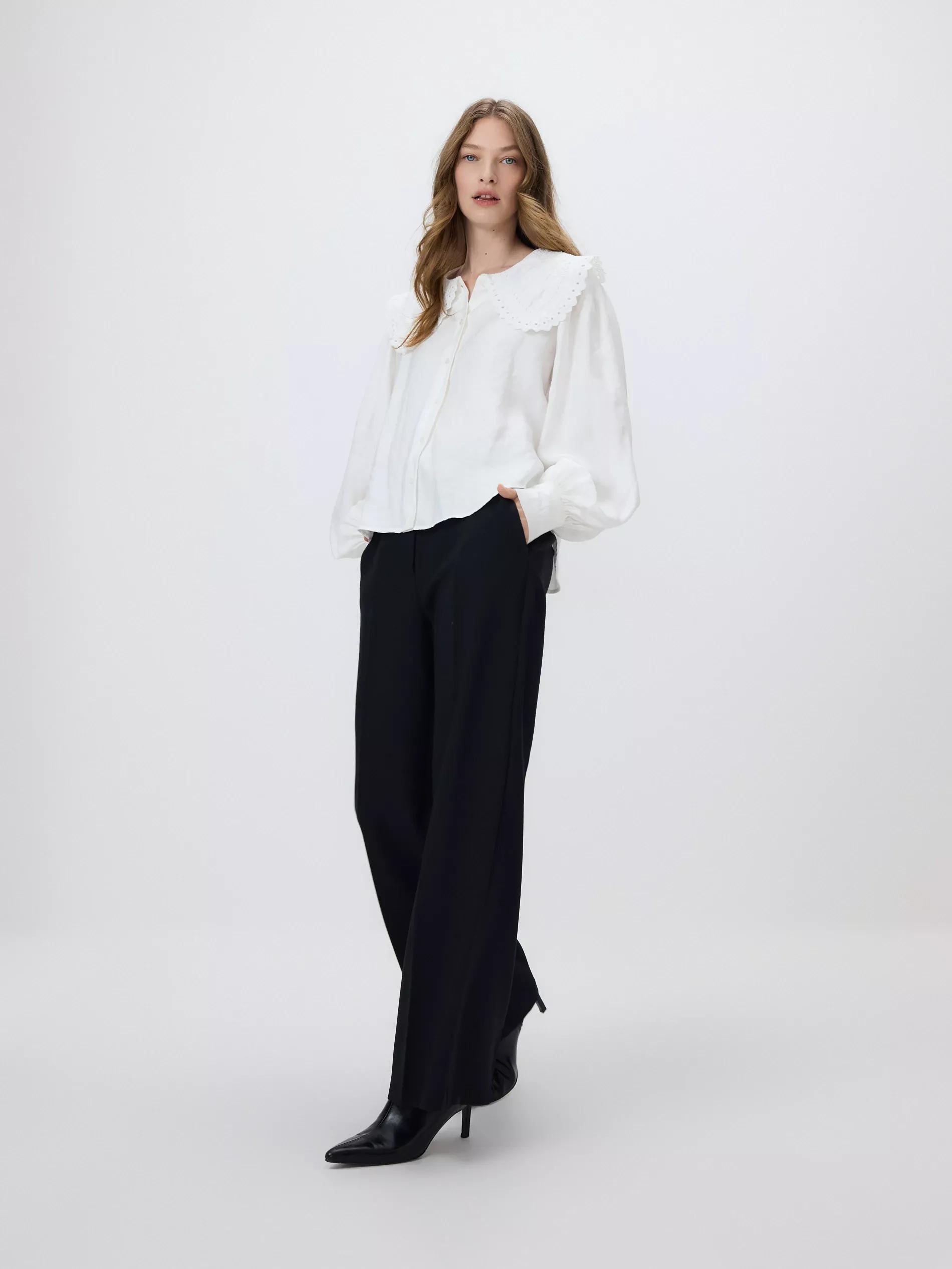 Cream Shirt With Decorative Collar, Ivory, medium