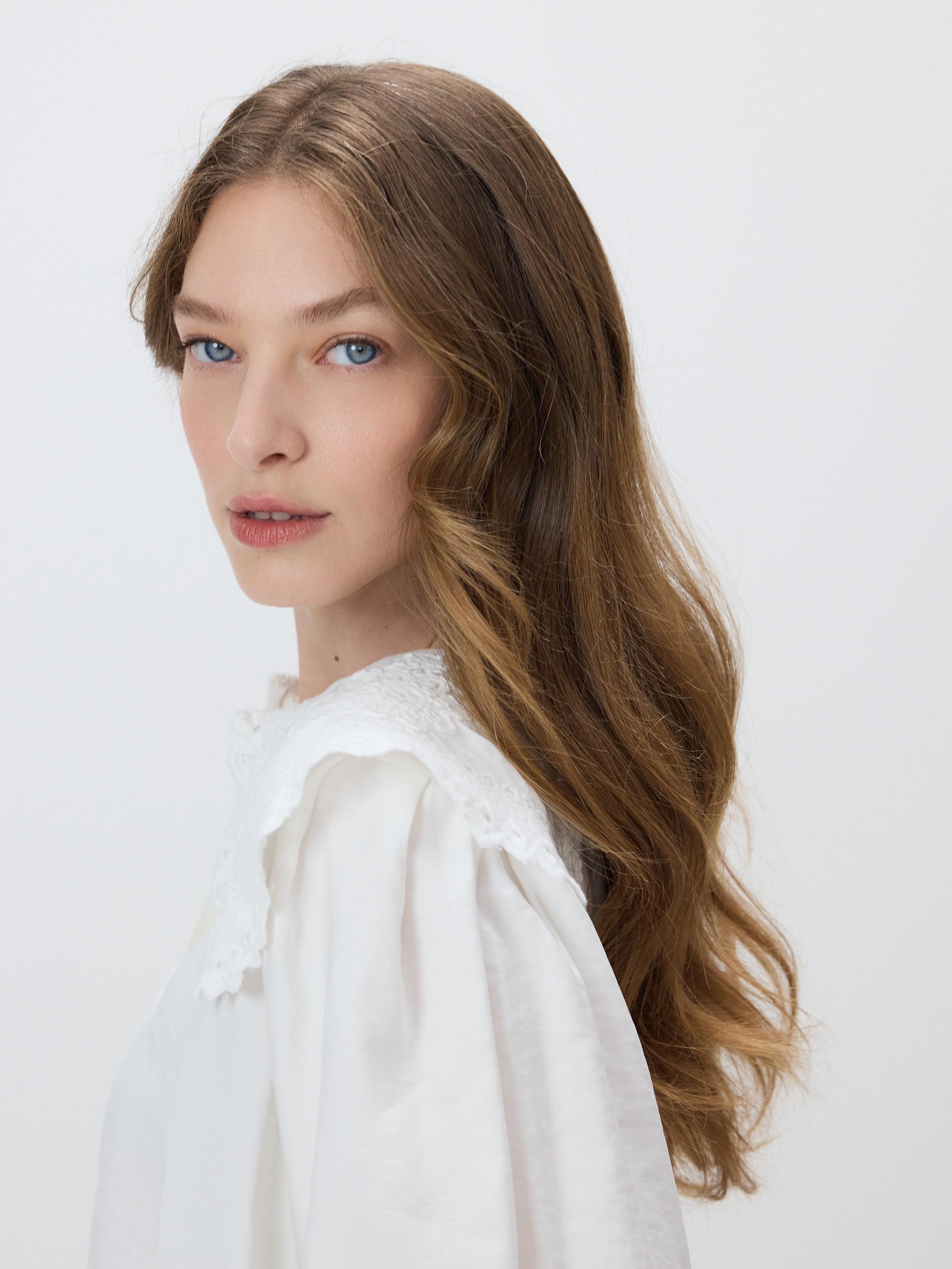 Cream Shirt With Decorative Collar, Ivory, large image number 2