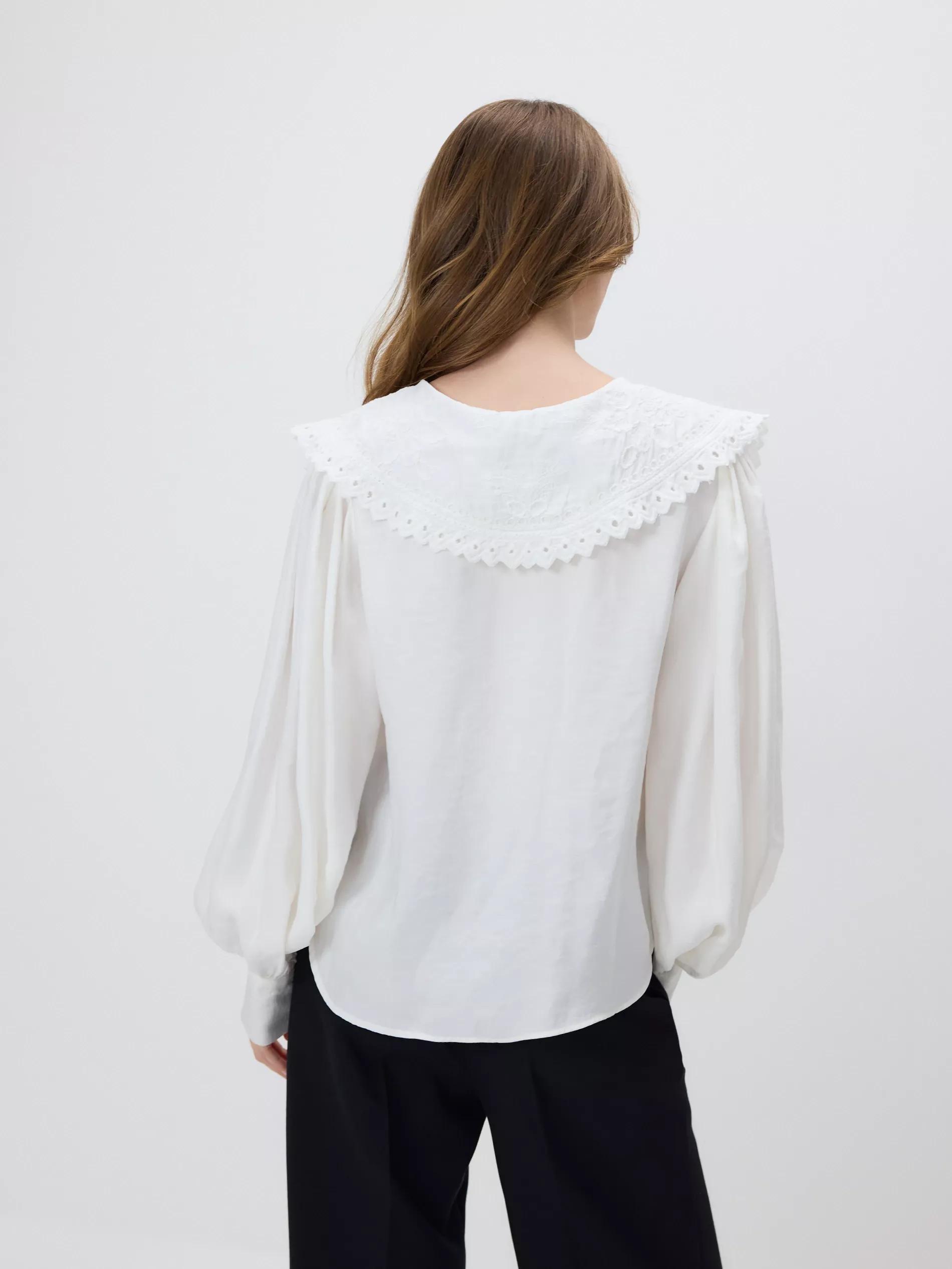 Cream Shirt With Decorative Collar, Ivory, large image number 3