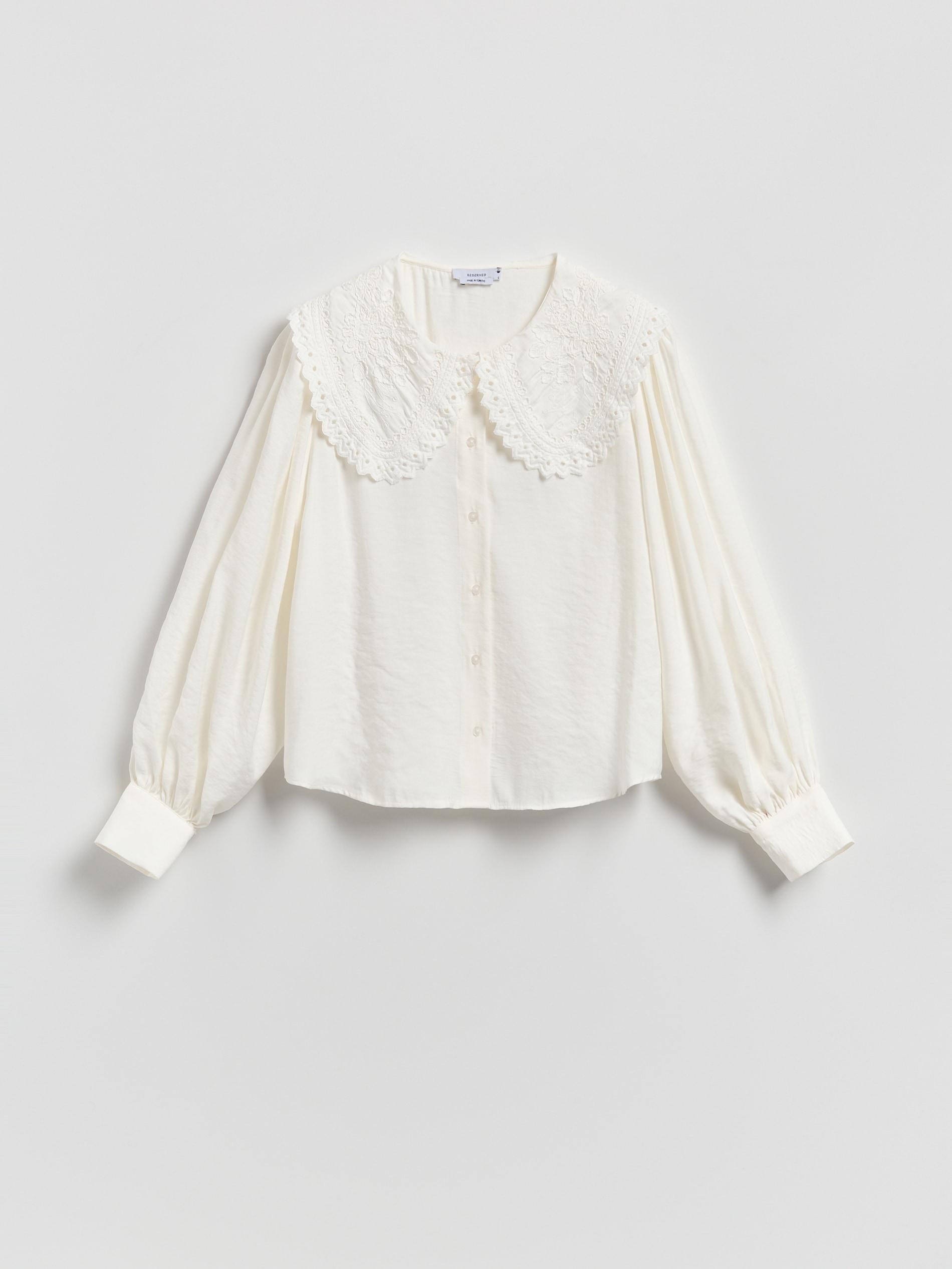 Cream Shirt With Decorative Collar, Ivory, large image number 4