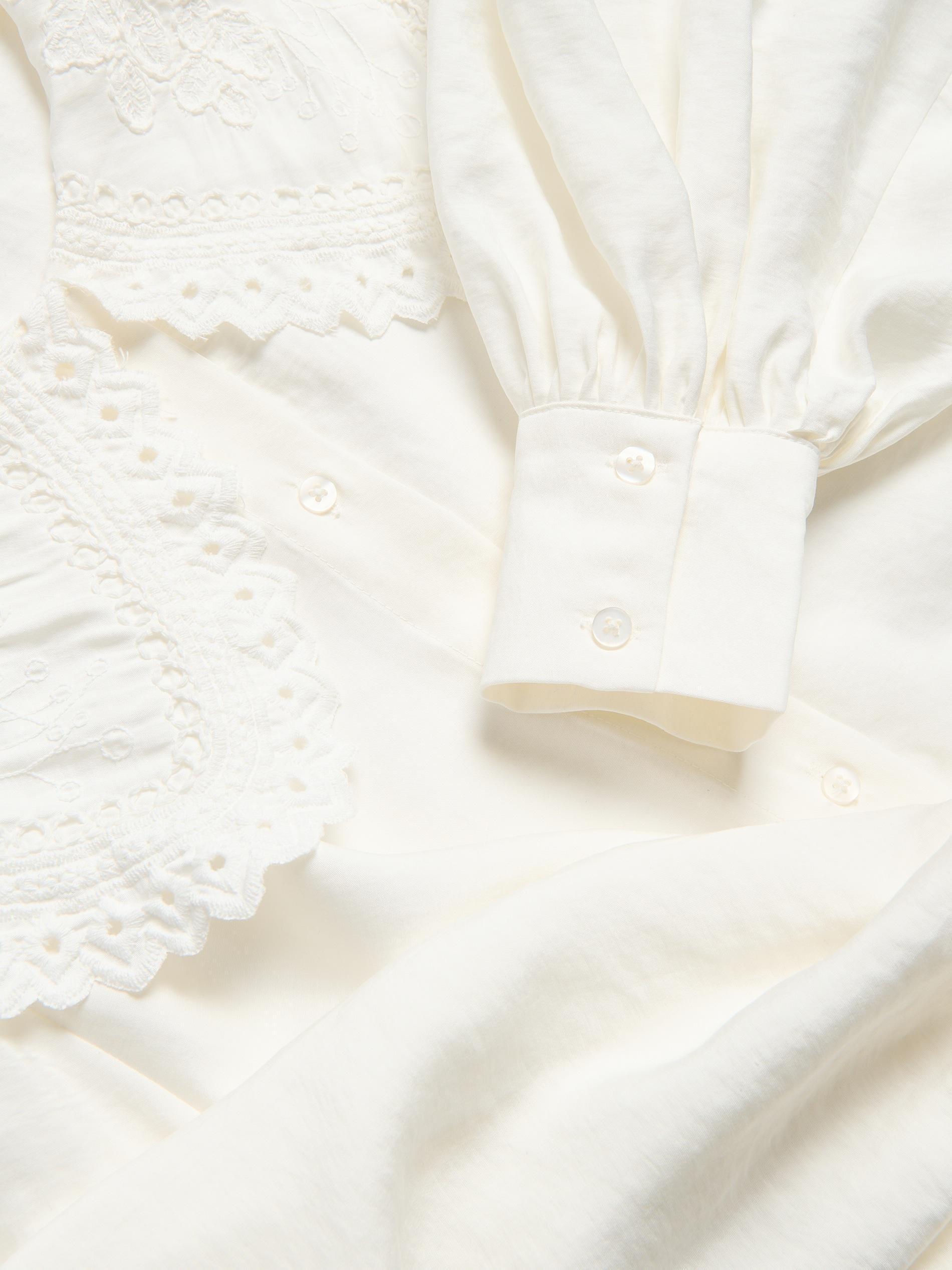 Cream Shirt With Decorative Collar, Ivory, large image number 5