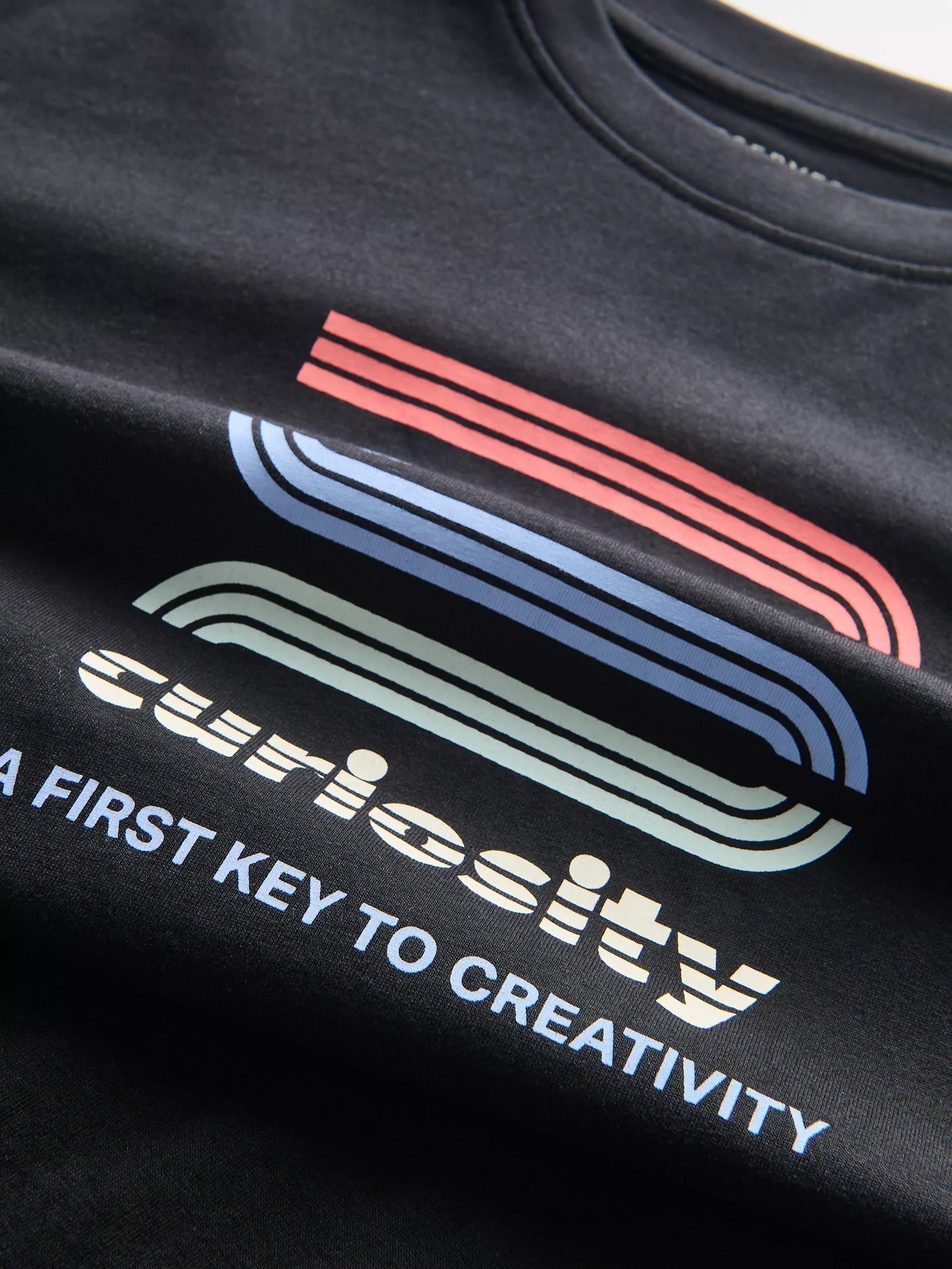 Black Printed Cotton T-Shirt, , large image number 1