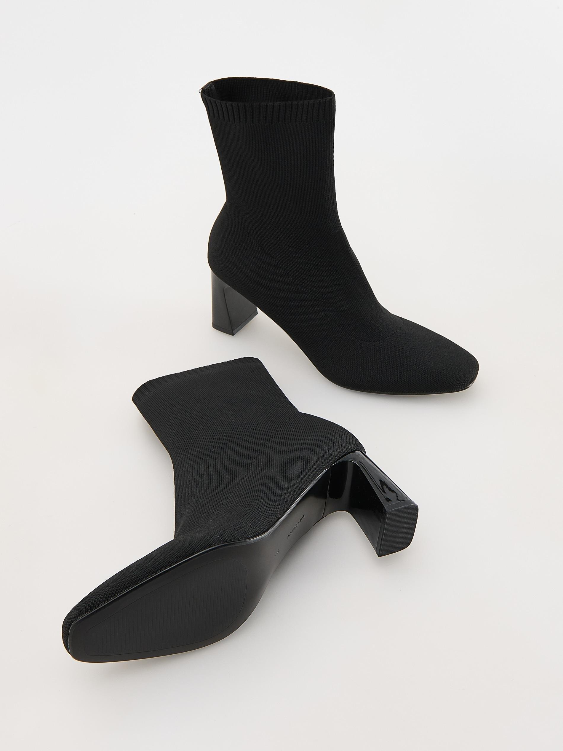 Black Heeled Ankle Boots, Black, large image number 3