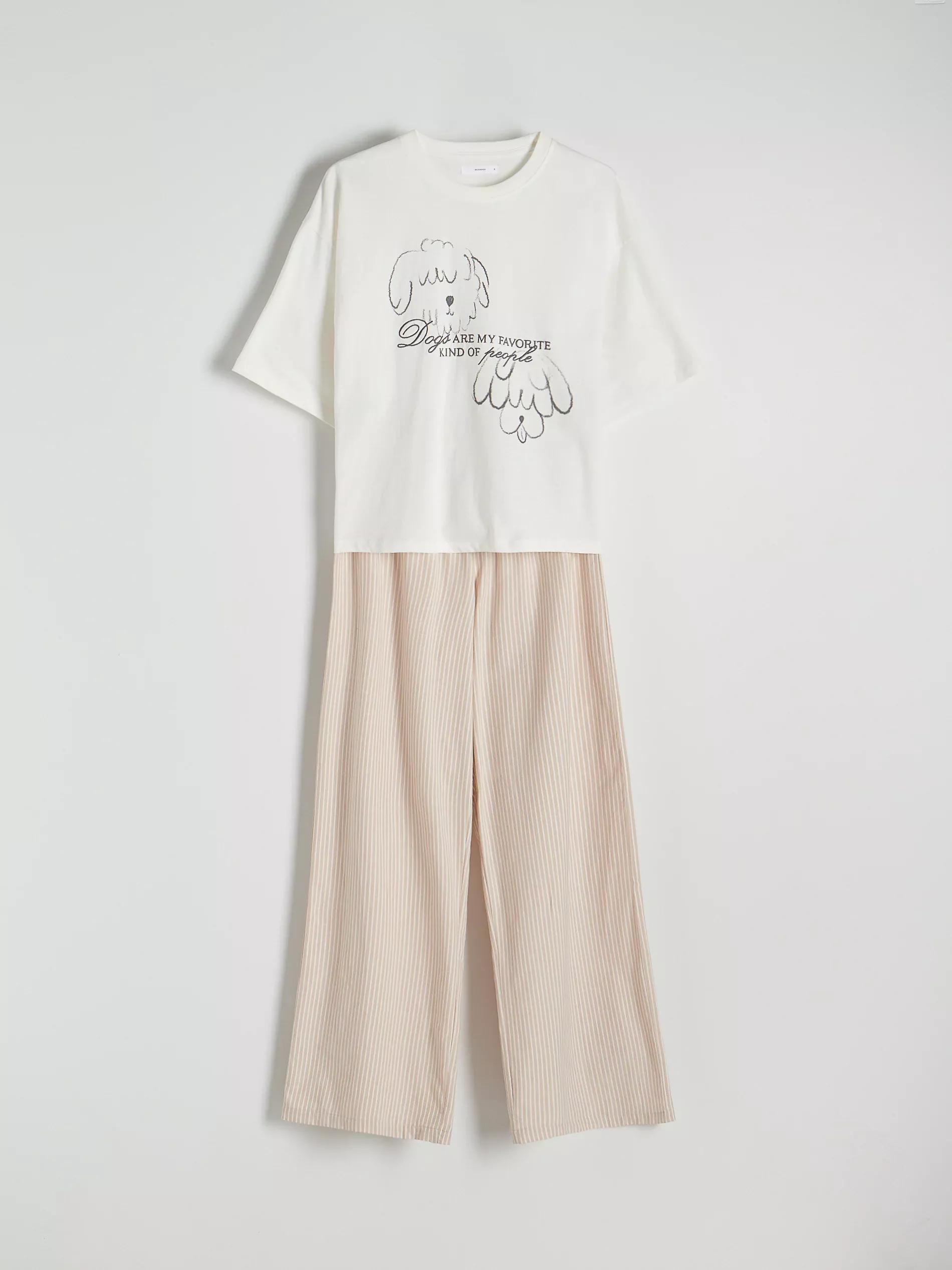Brown Two-Piece Pajama Set With Print, , large image number 0