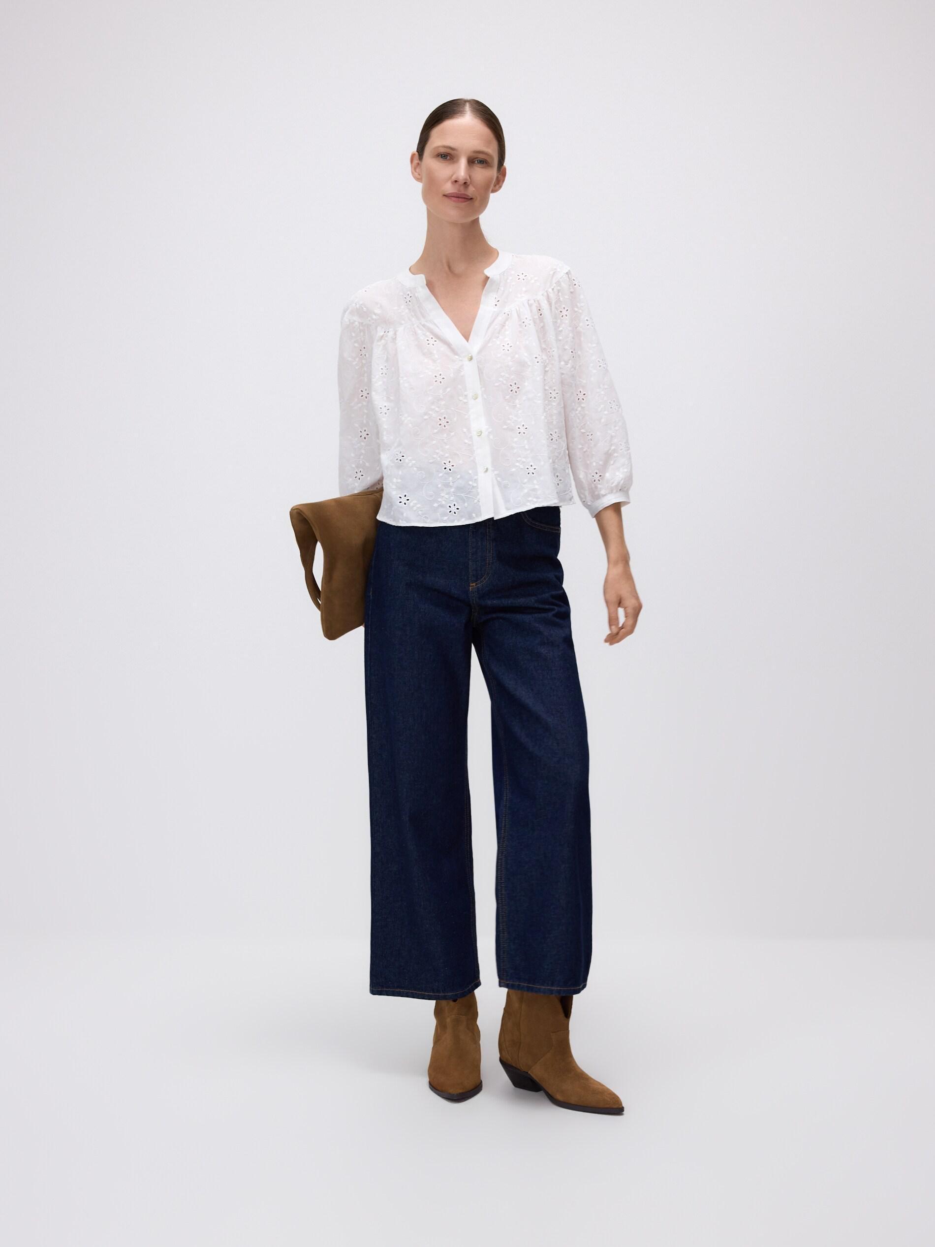 CREAM Shirt with openwork pattern, Ivory, medium