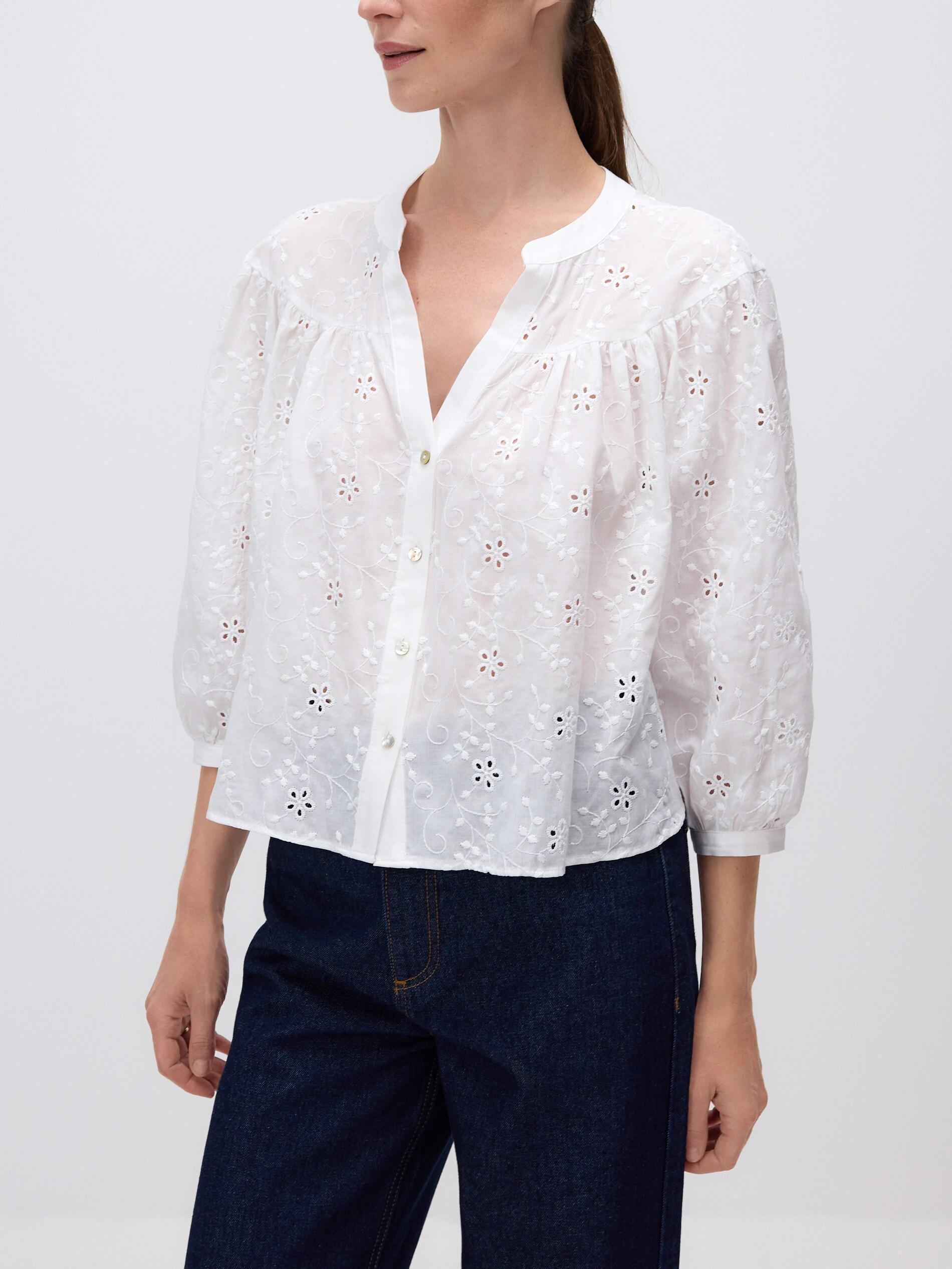 CREAM Shirt with openwork pattern, Ivory, medium