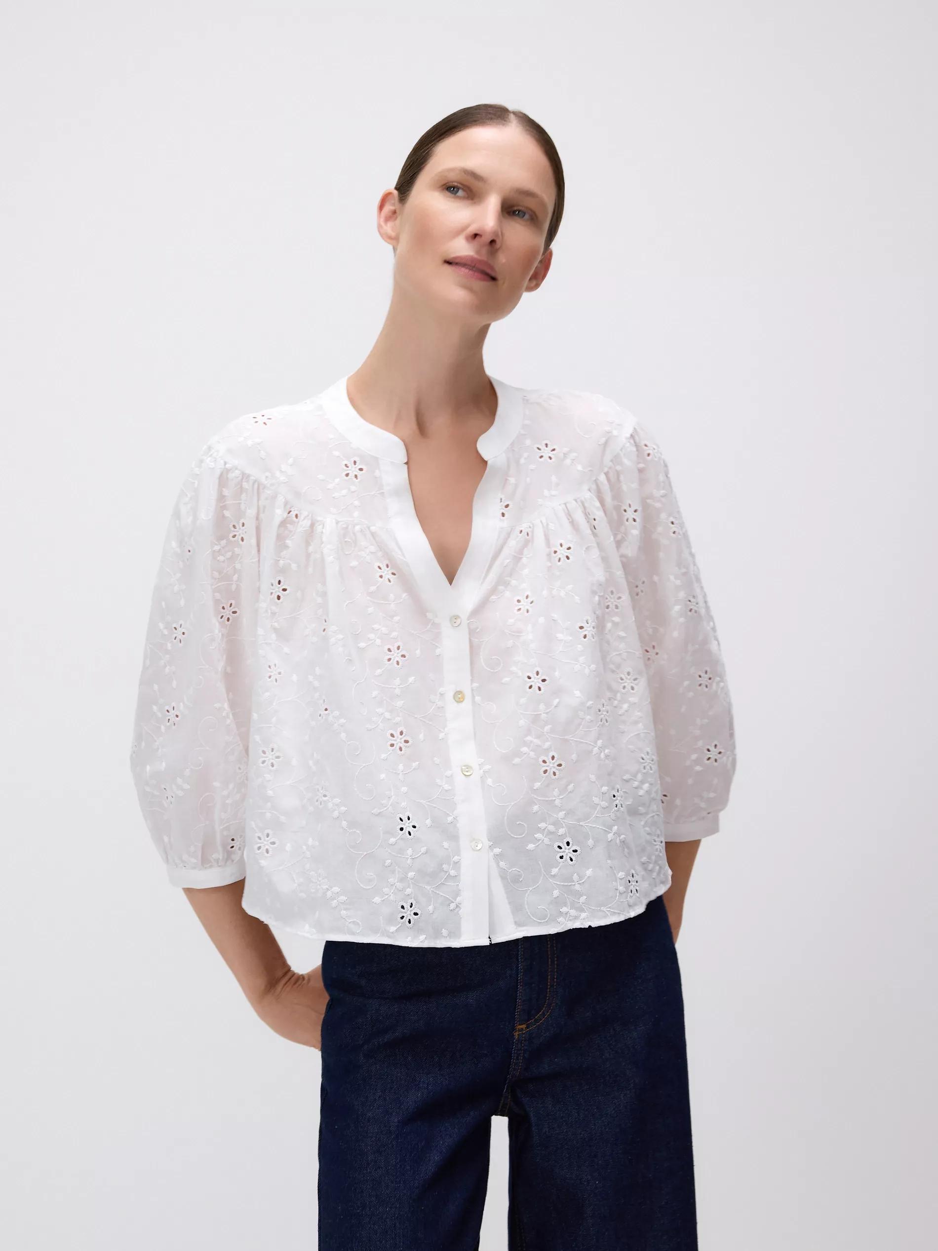 CREAM Shirt with openwork pattern, Ivory, medium