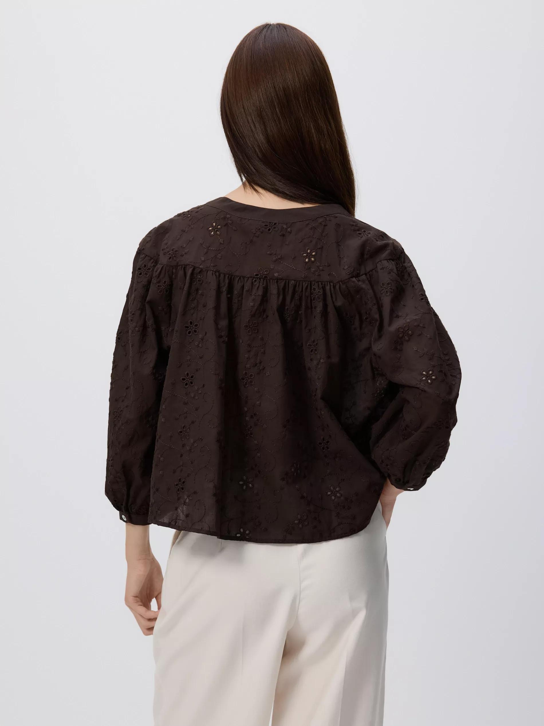 DARK BROWN Shirt with openwork pattern, , large image number 3