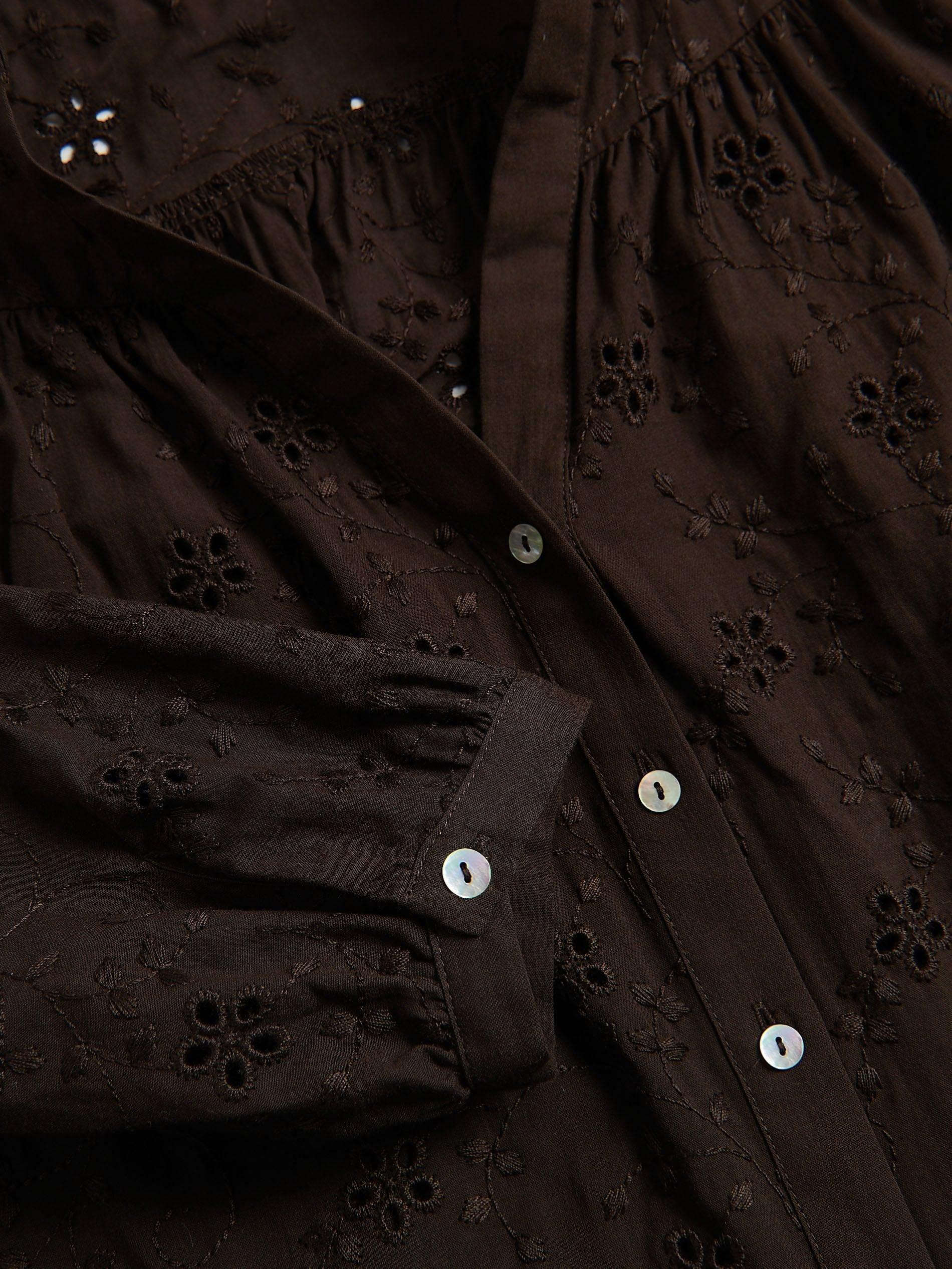 DARK BROWN Shirt with openwork pattern, , large image number 5