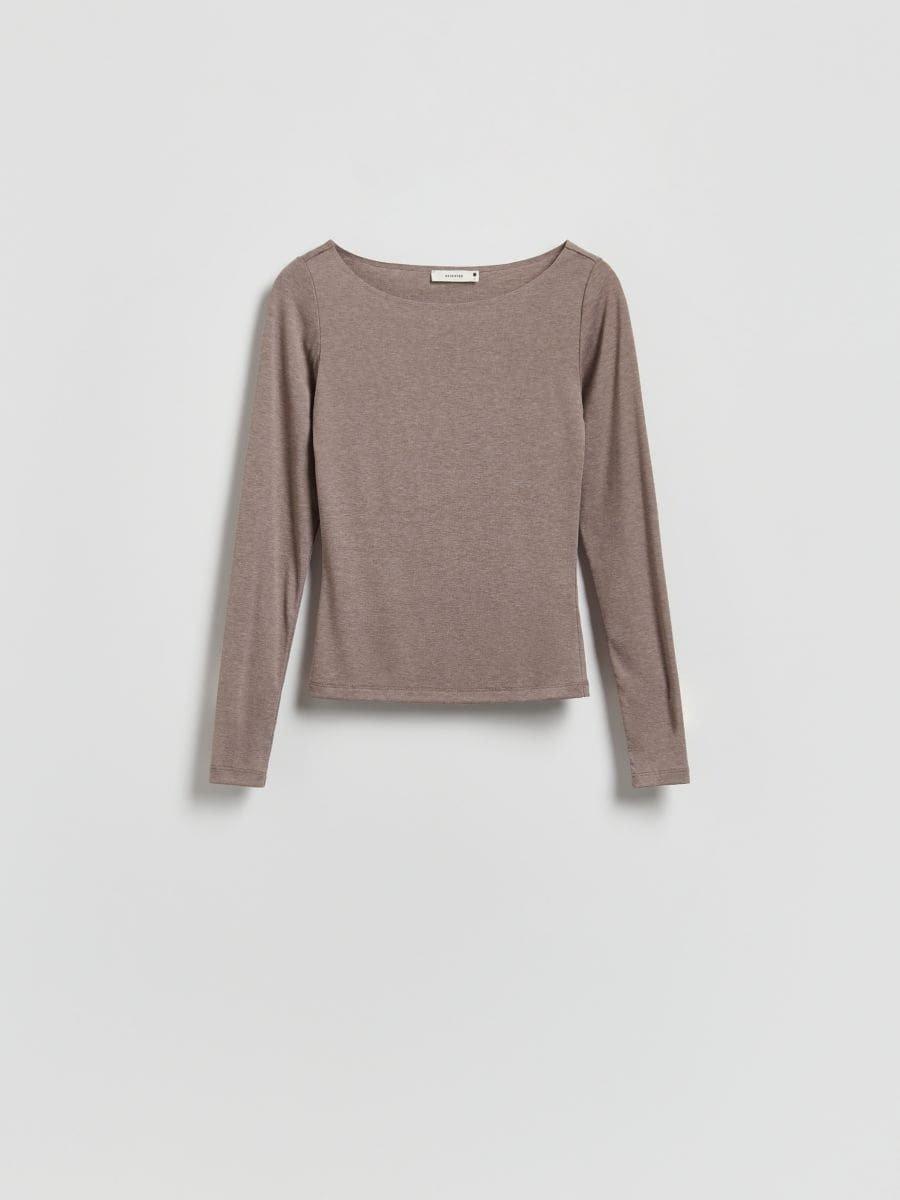 تيشيرت بيج بكم طويل غني بالفيسكوز, Beige, medium