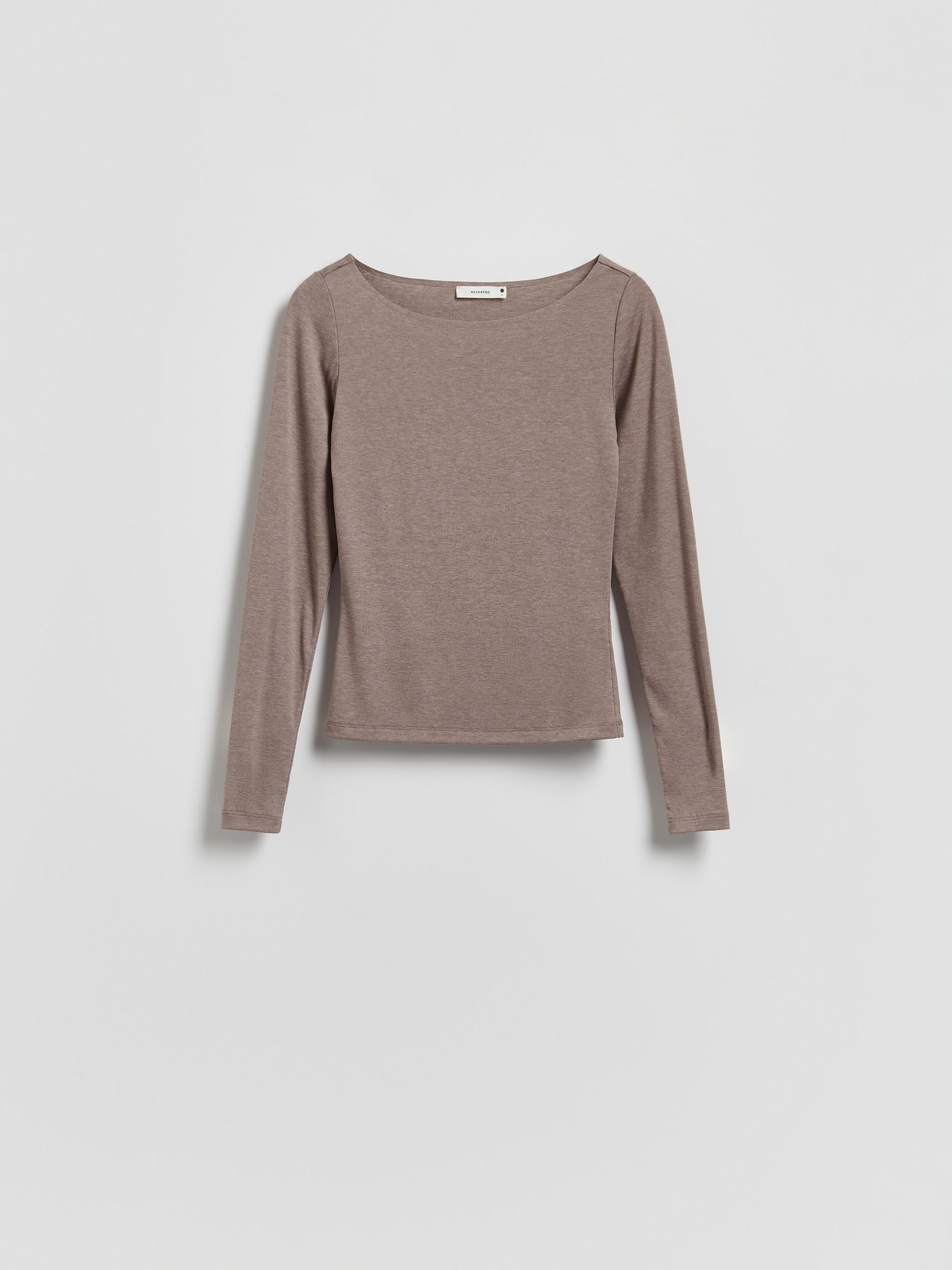 تيشيرت بيج بكم طويل غني بالفيسكوز, Beige, medium