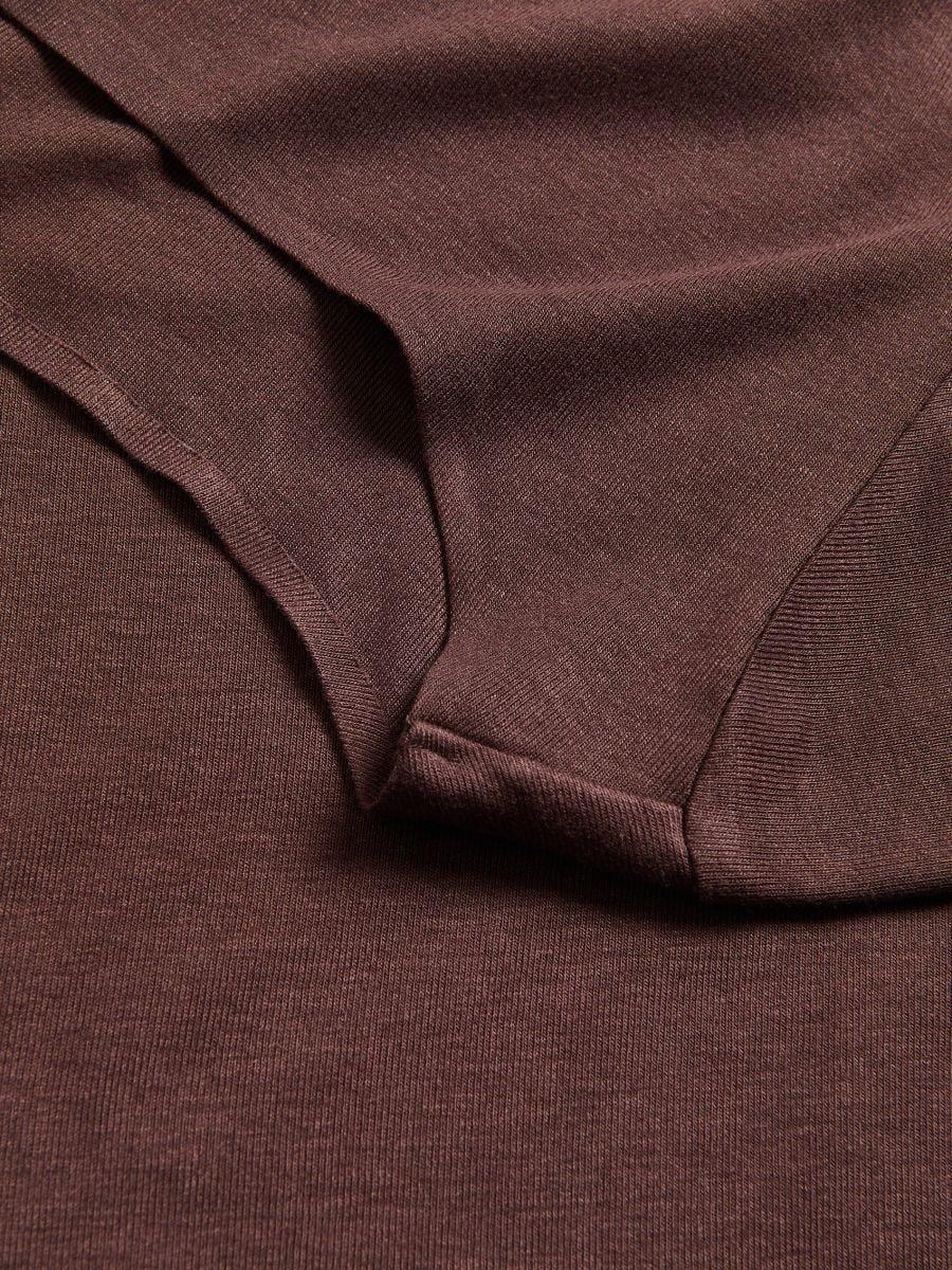 تيشيرت بني بكم طويل غني بالفيسكوز, Brown, medium