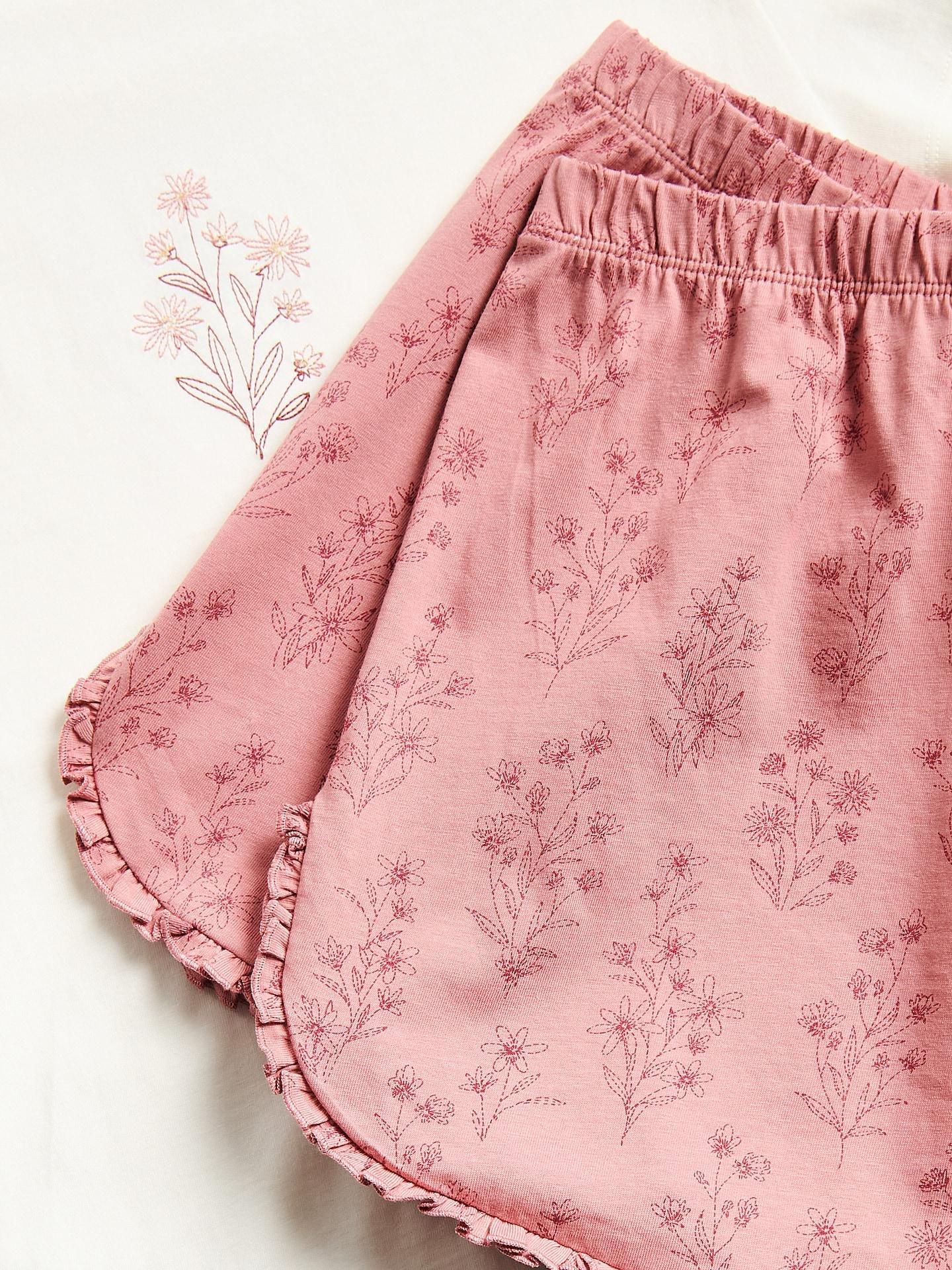 Pink Two Piece Cotton Pyjama Set, Pink, medium