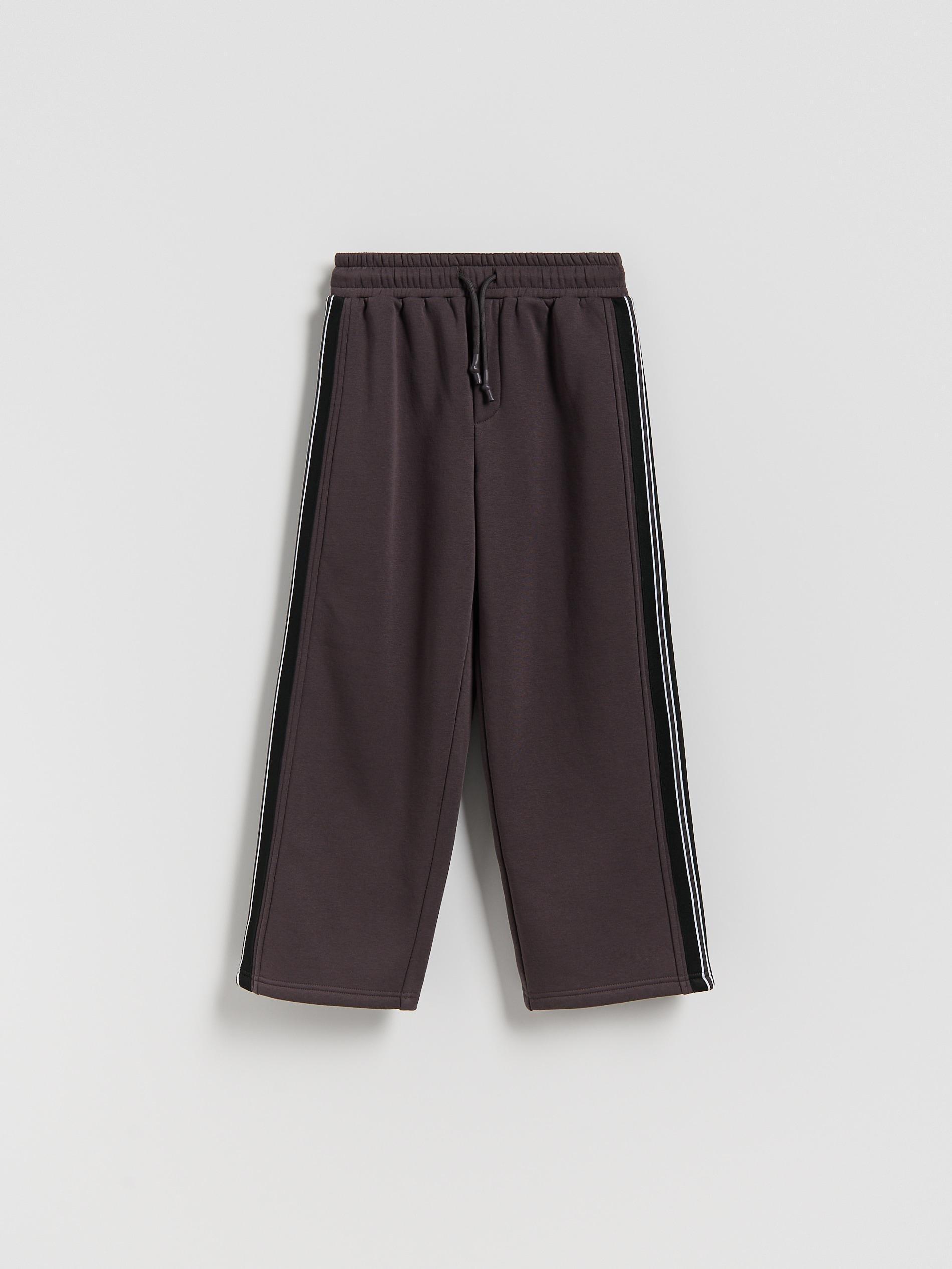 Brown Sweatpants With Side Stripes, Brown, large image number 0