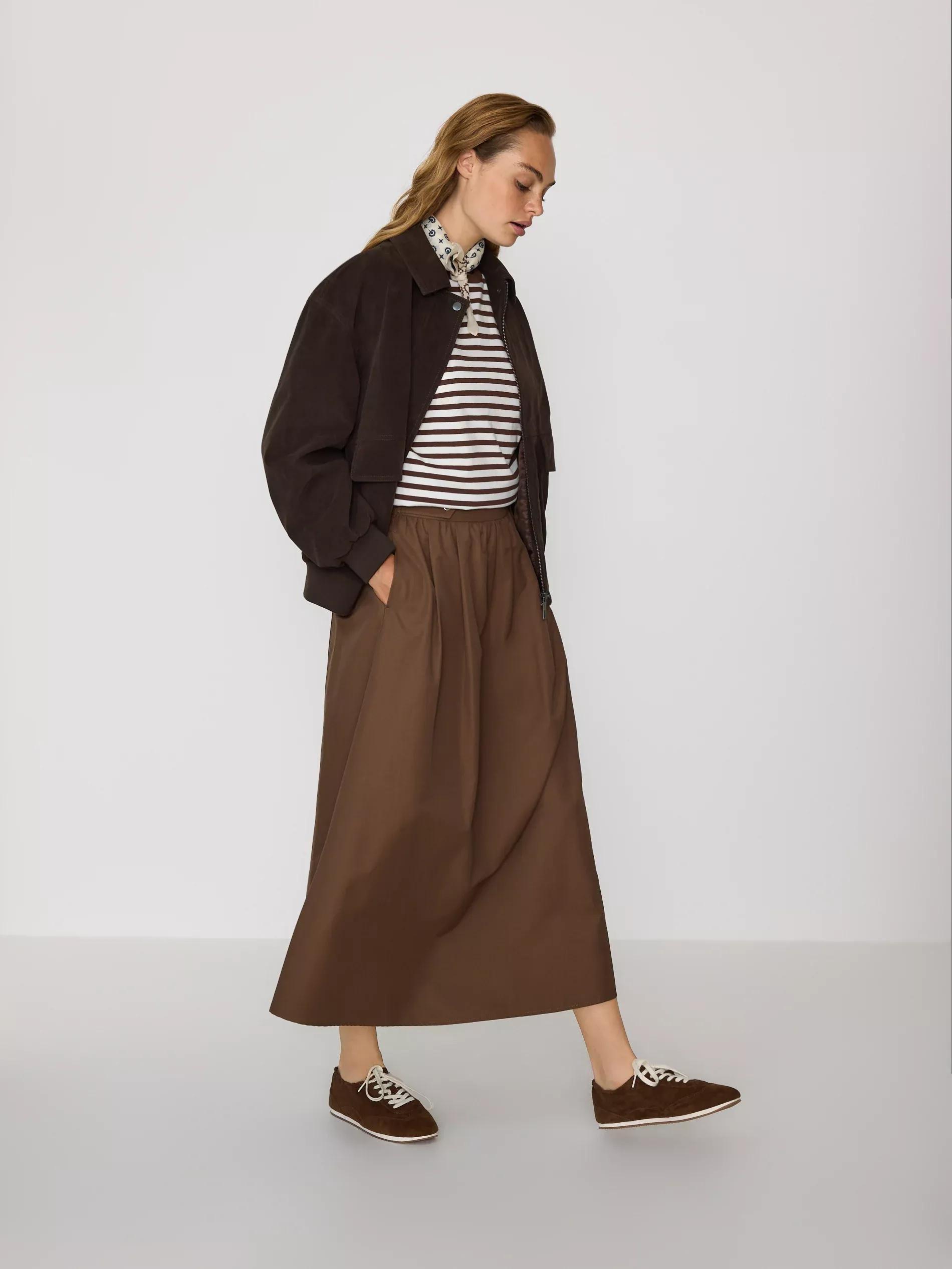 Brown Midi Skirt, Brown, large image number 0