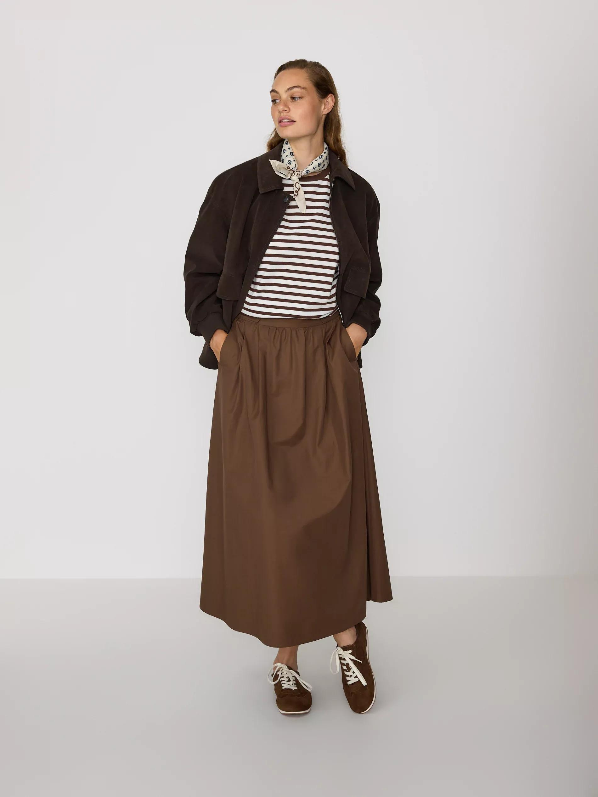 Brown Midi Skirt, Brown, large image number 1