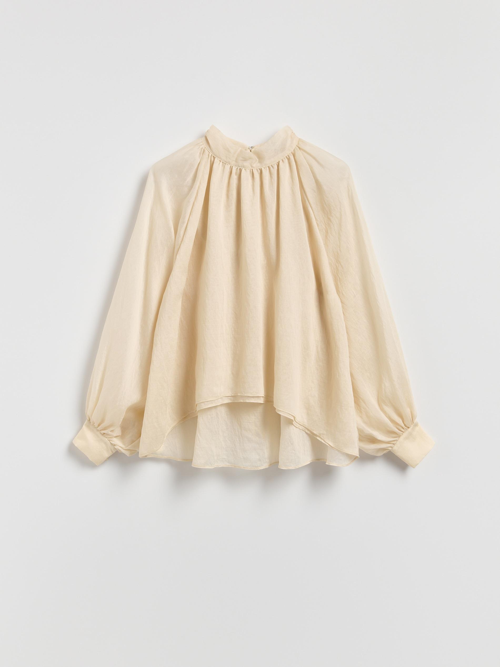 Cream Lyocell Blend Blouse, Ivory, large image number 4