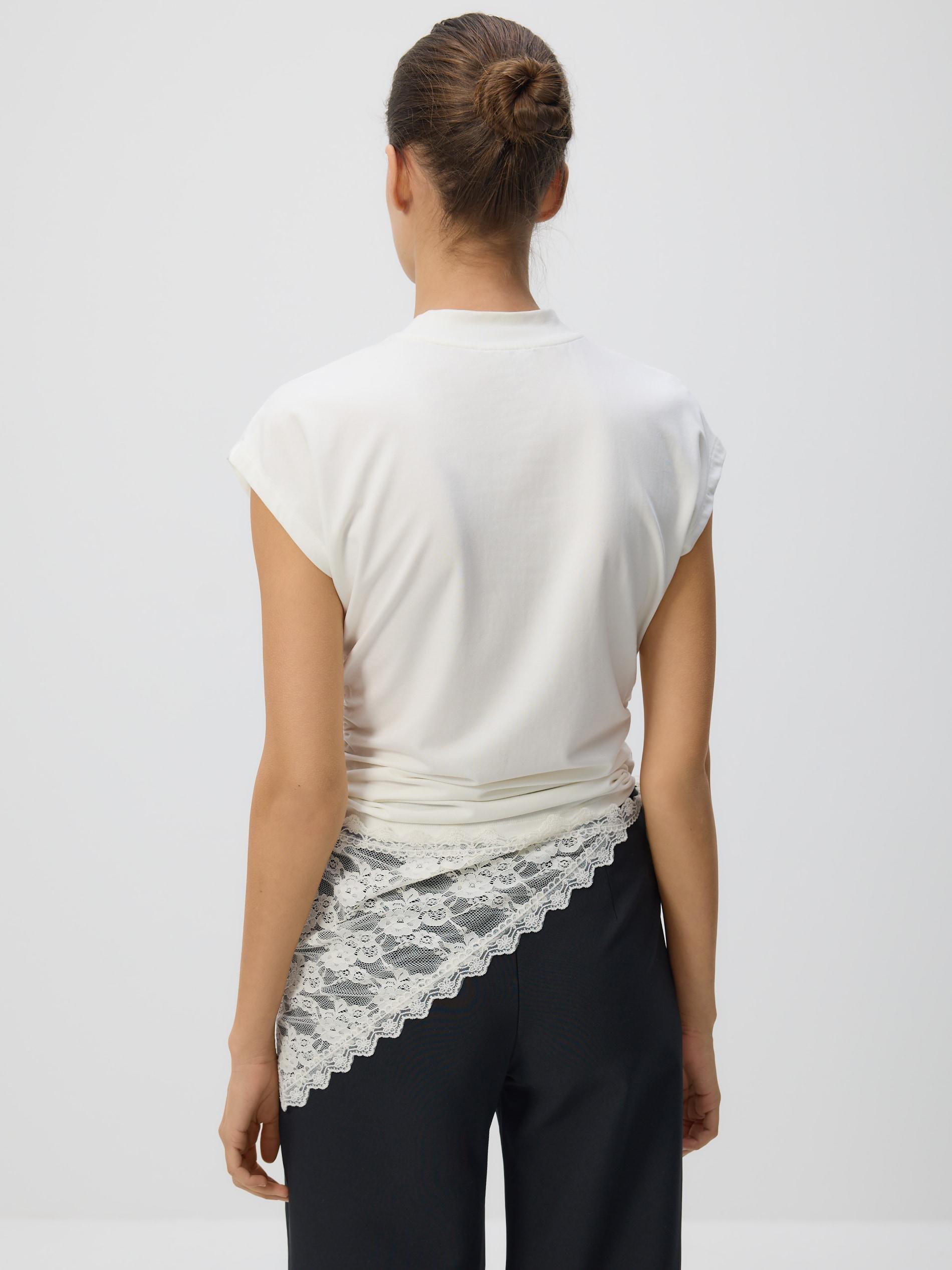 Cream Gathered Blouse, Ivory, large image number 2