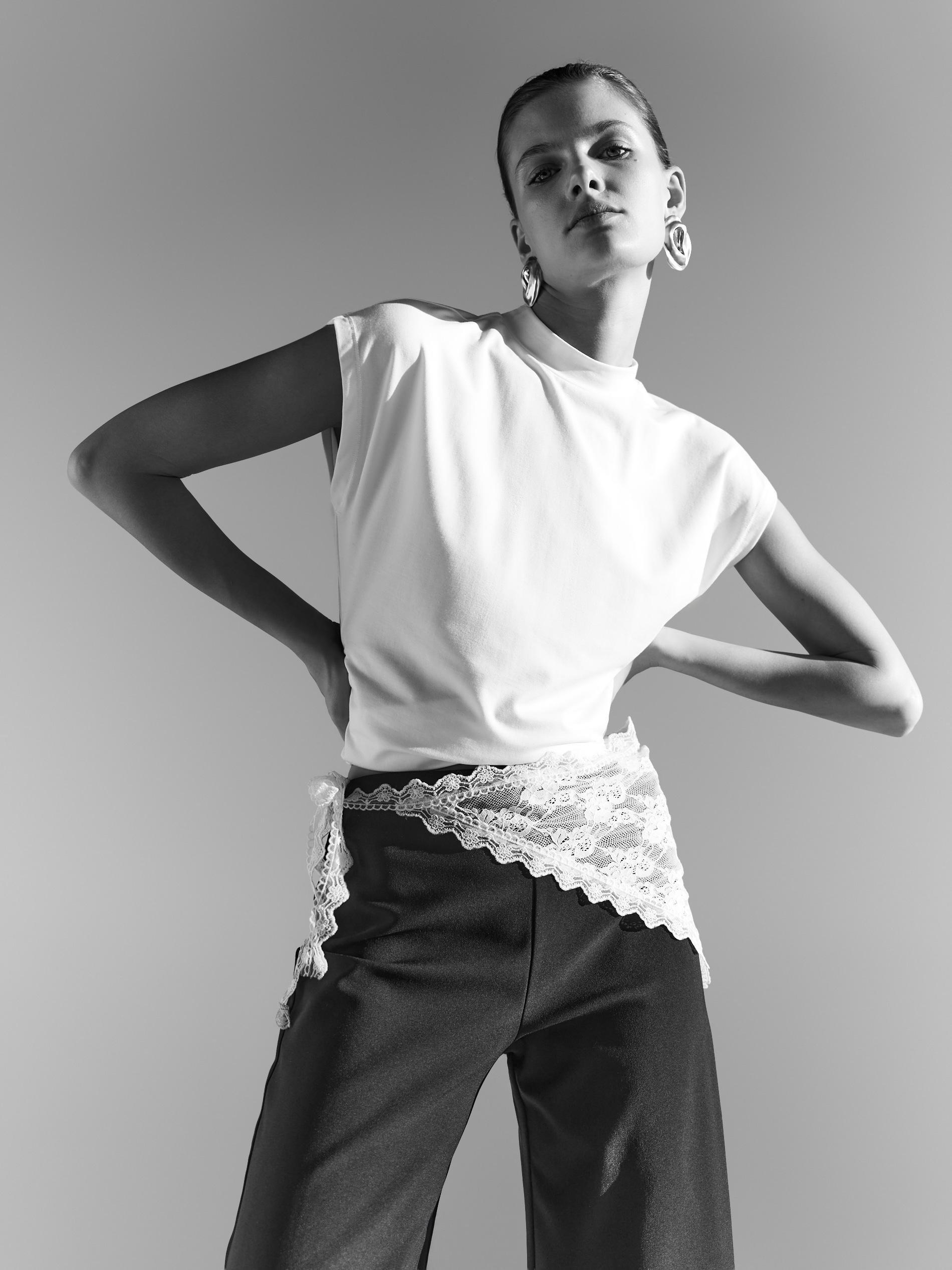 Cream Gathered Blouse, Ivory, large image number 6