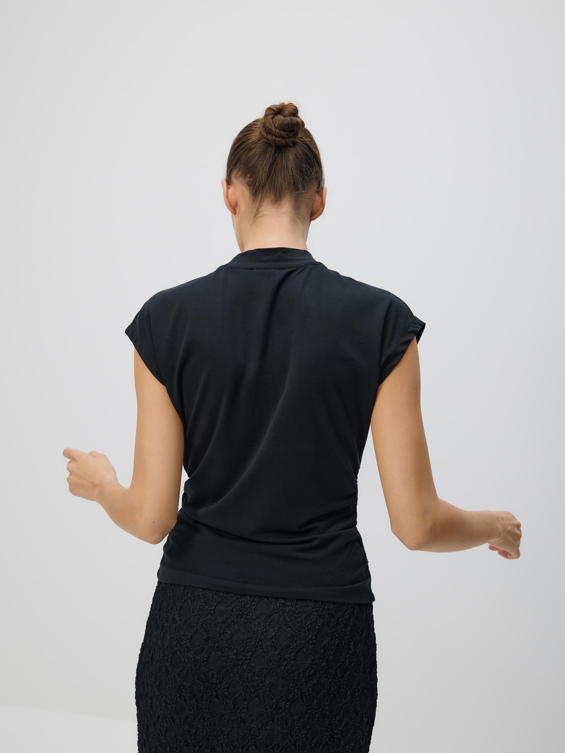 Black Gathered Blouse, Black, large image number 1