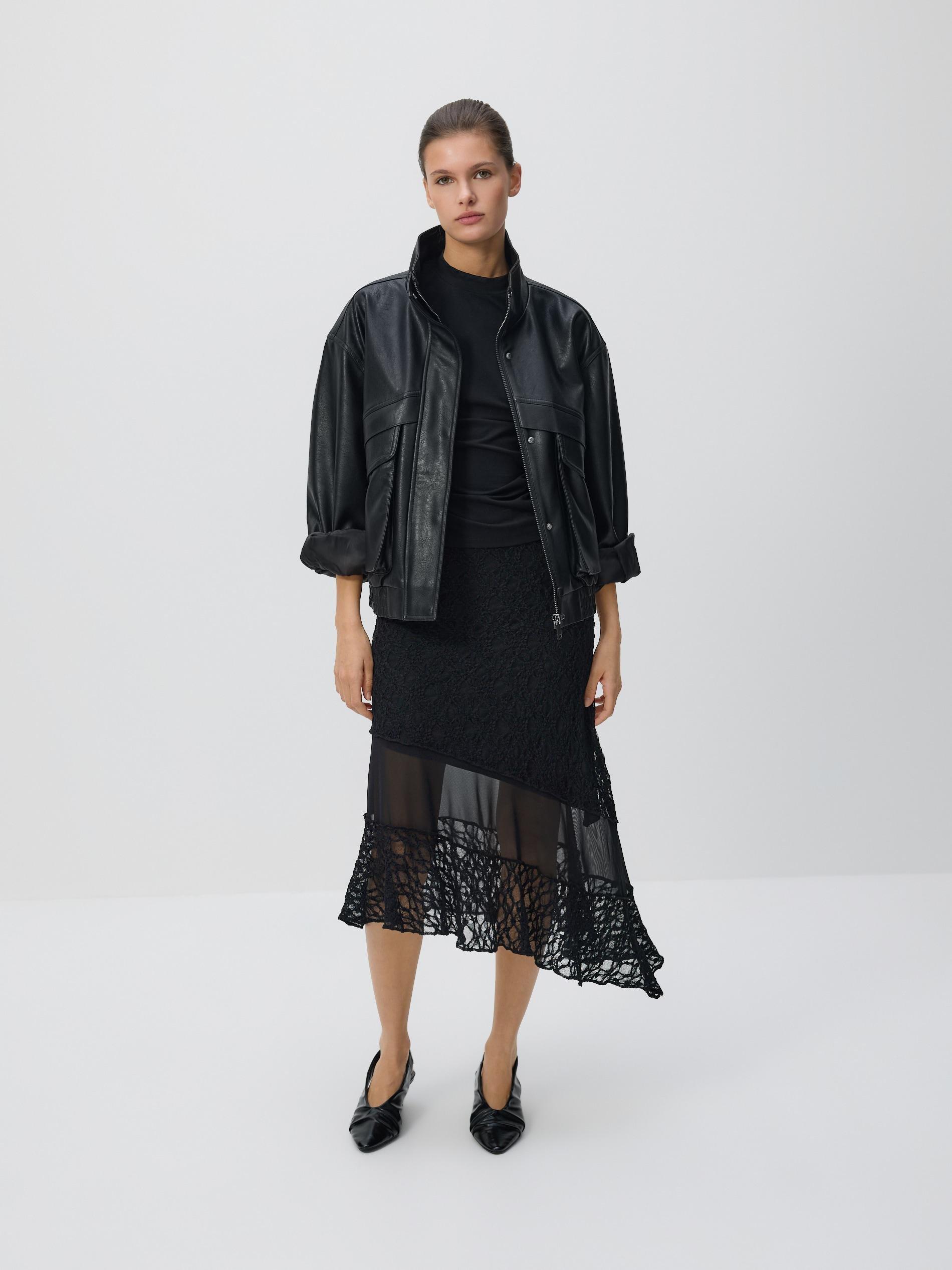 Black Gathered Blouse, Black, medium