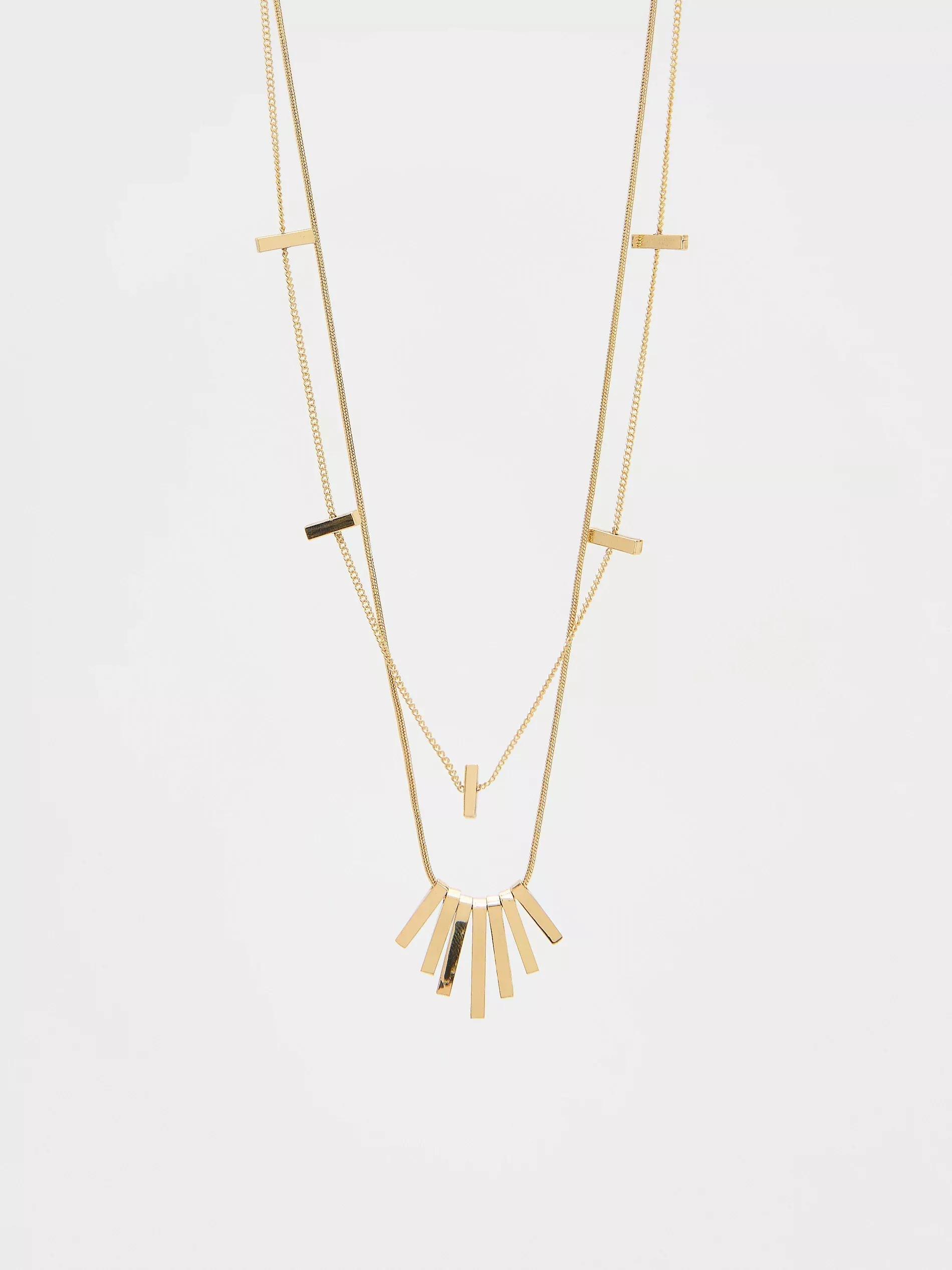 Golden Necklace Set, Golden, large image number 1