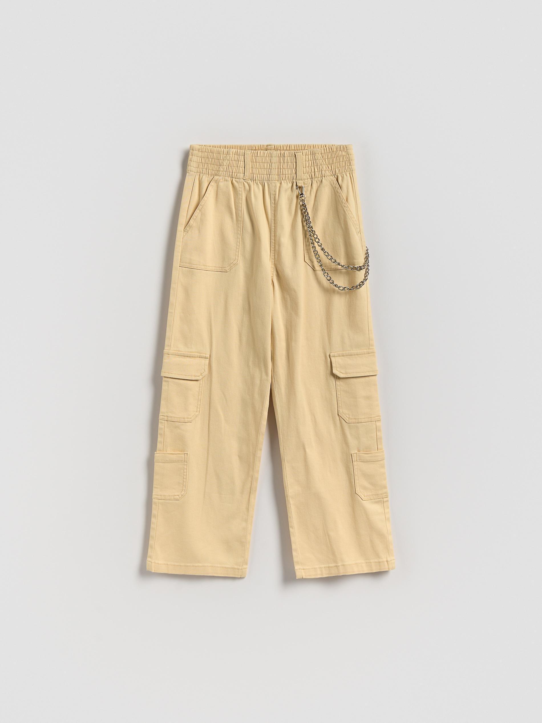 Beige Trousers With Chain Detail, Ivory, medium