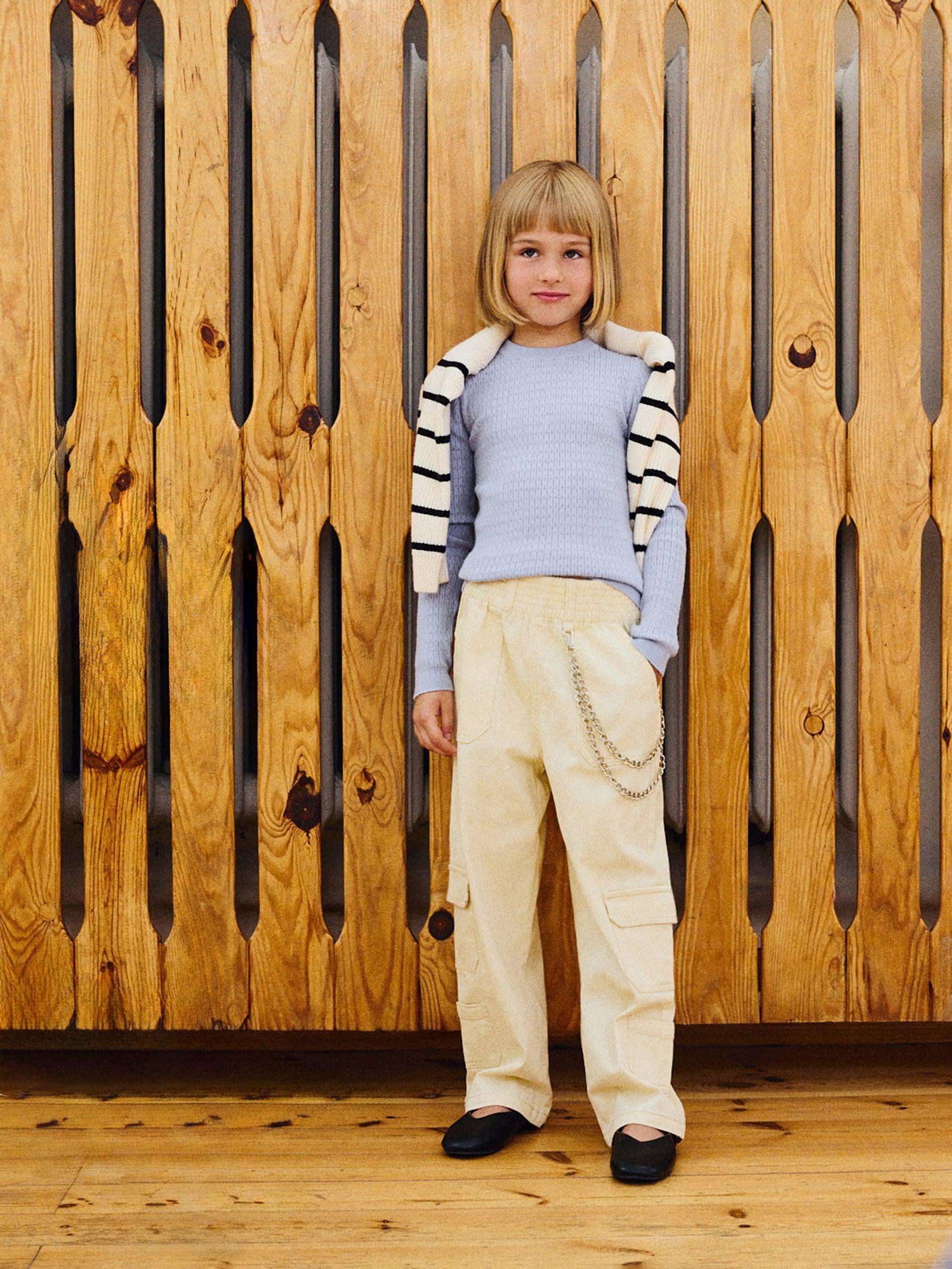 Beige Trousers With Chain Detail, Ivory, medium