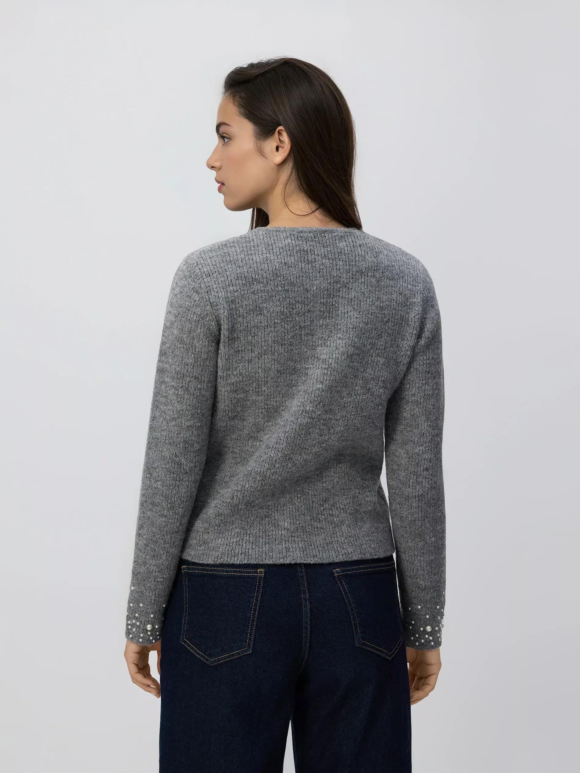 Grey Cardigan With Applique, Grey, medium