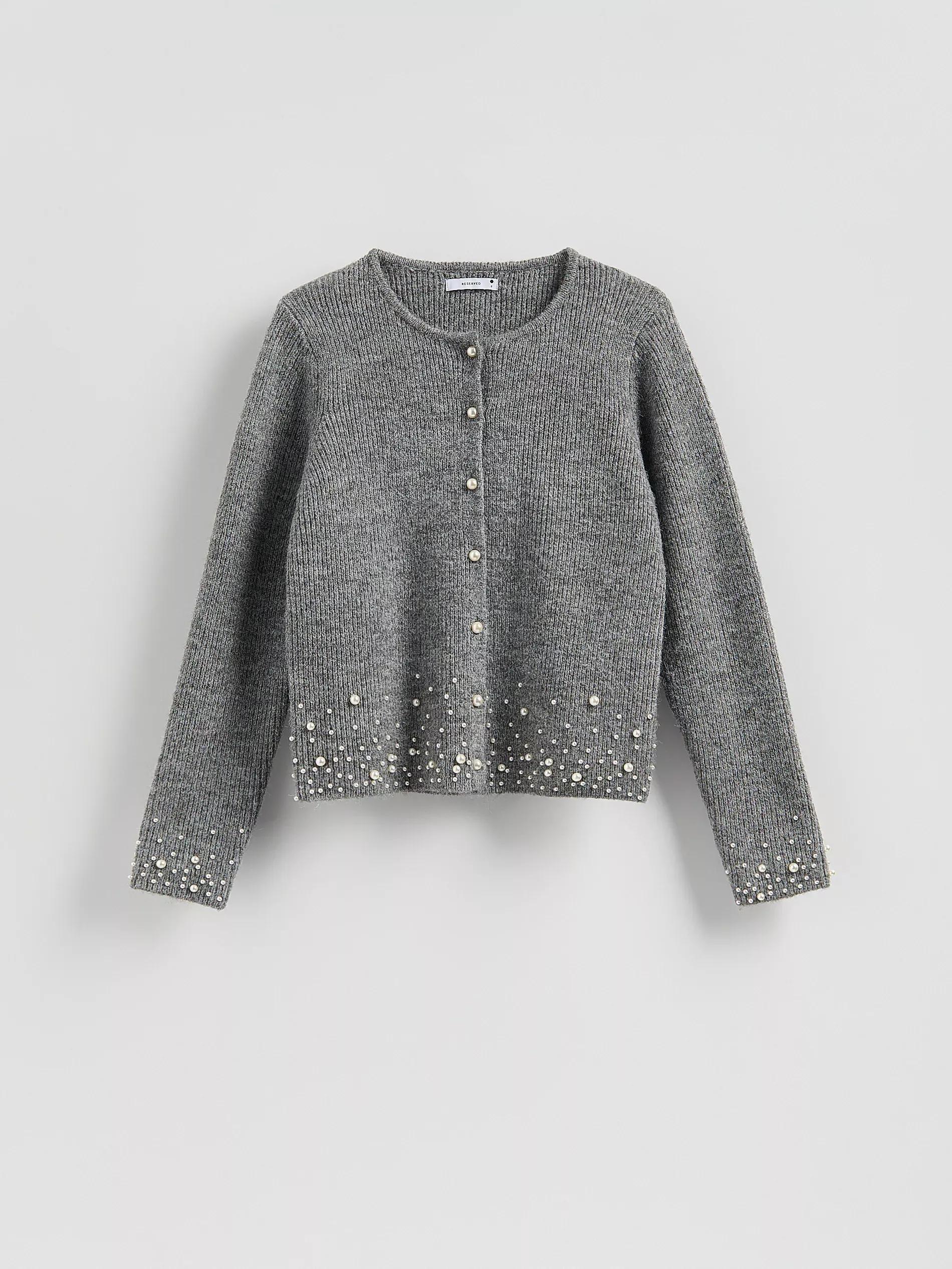 Grey Cardigan With Applique, Grey, large image number 3