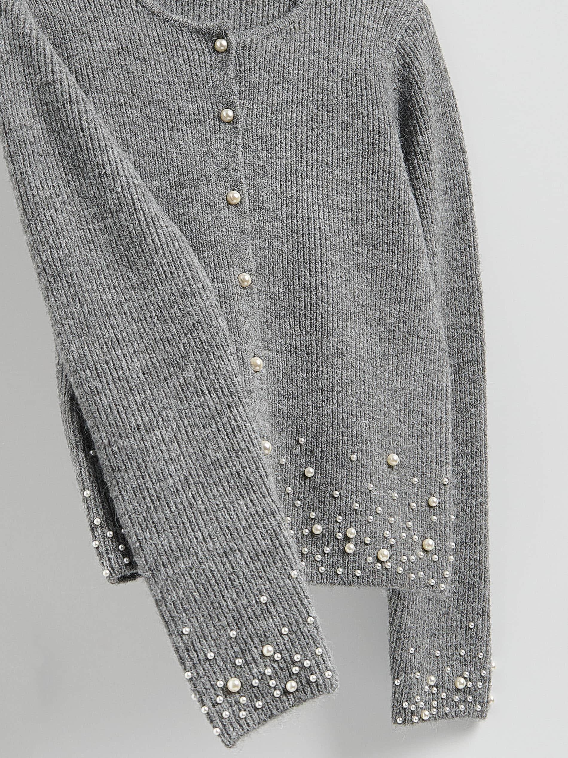 Grey Cardigan With Applique, Grey, large image number 4