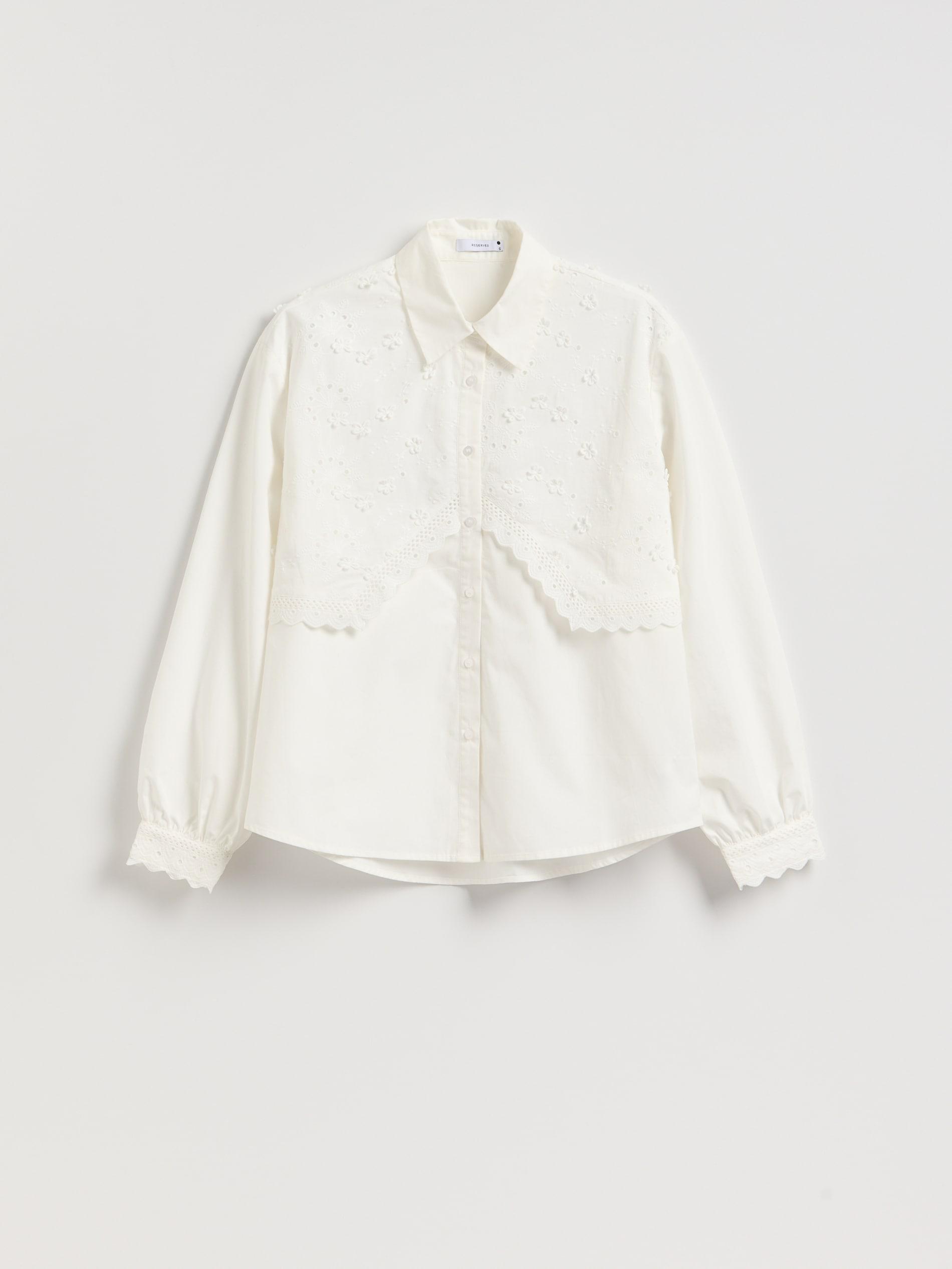 White Embroidered Cotton Shirt, White, medium