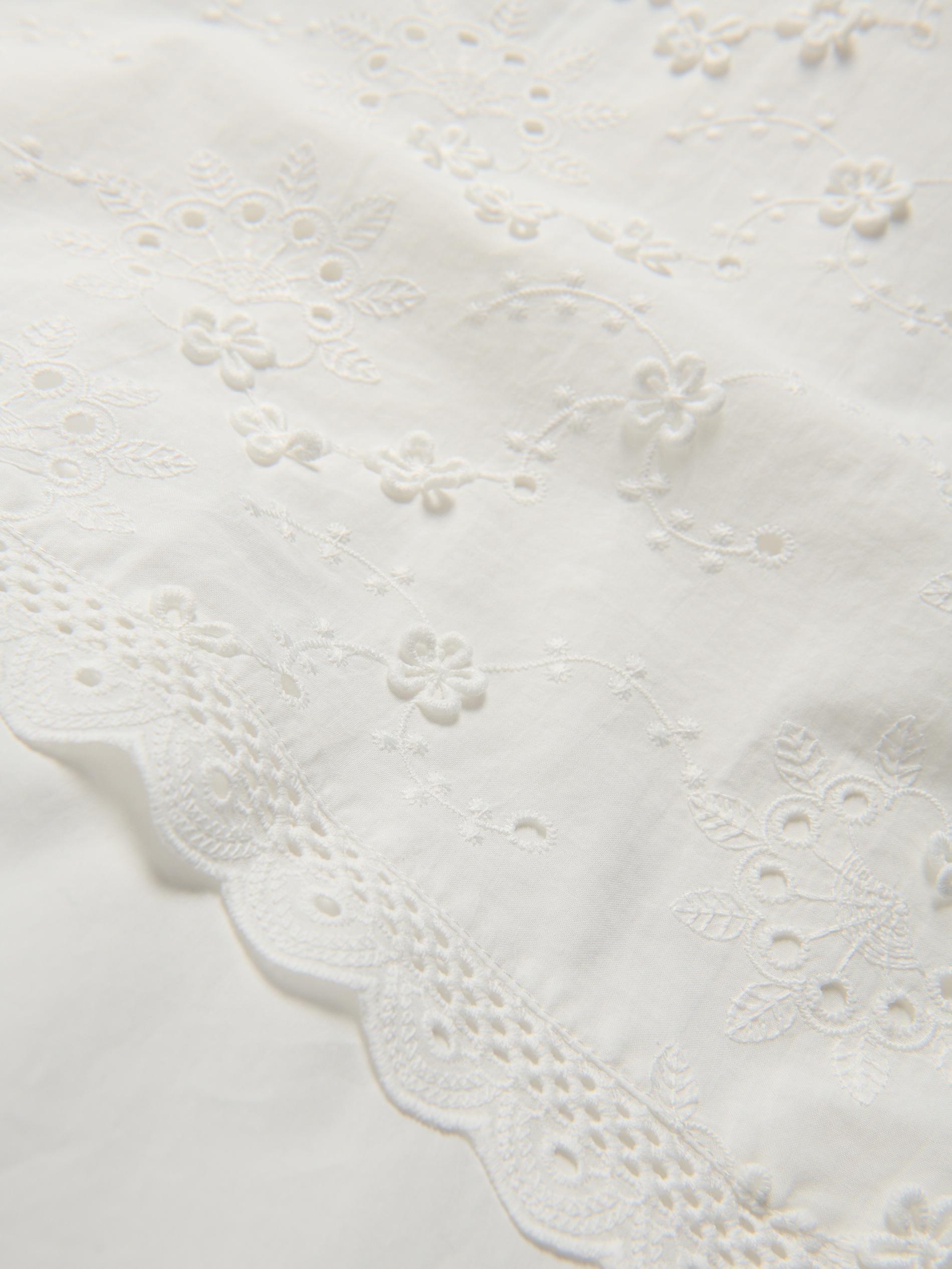 White Embroidered Cotton Shirt, White, large image number 1