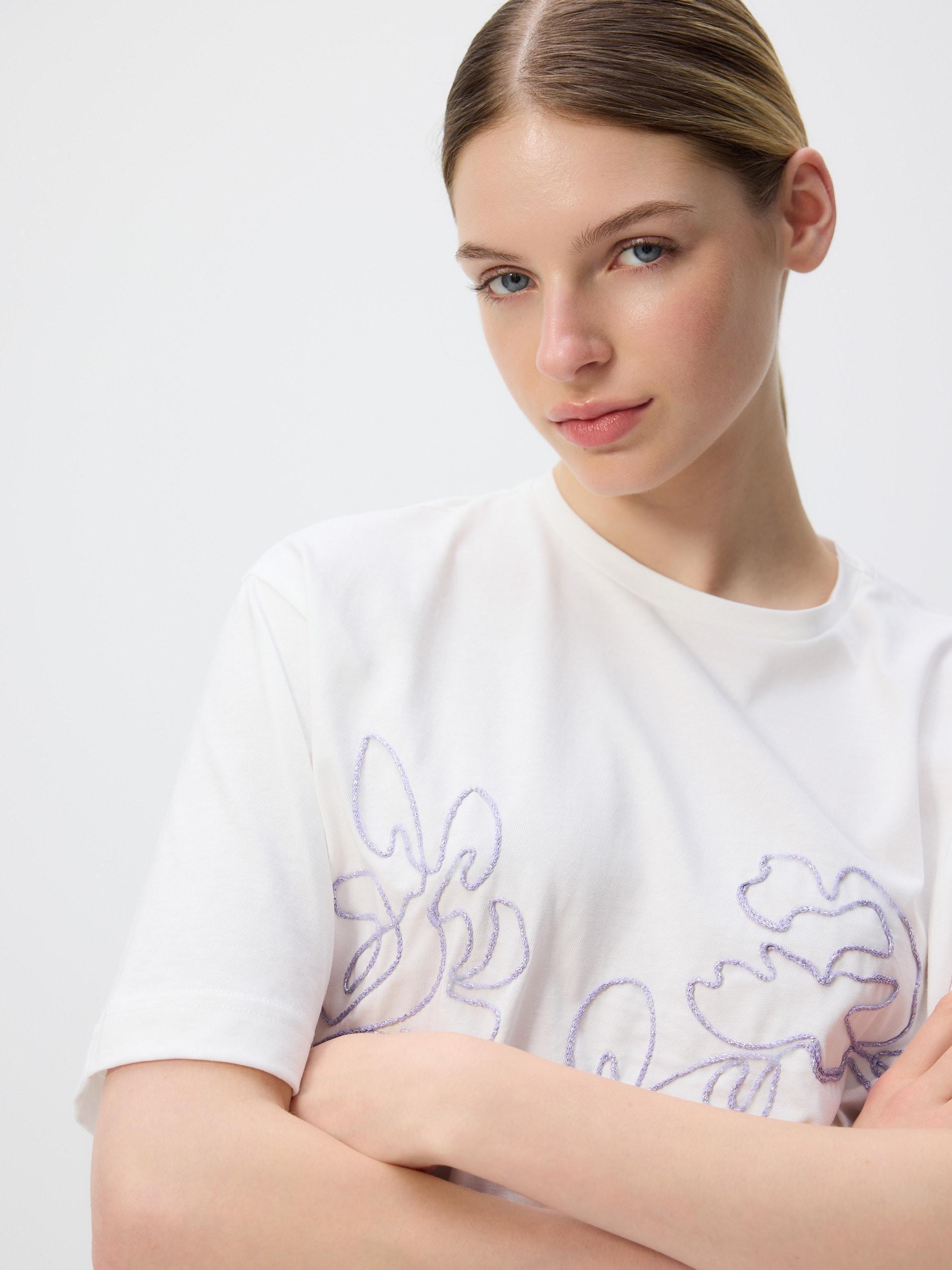 Green T-Shirt With Embroidery Detailing, Green, large image number 1