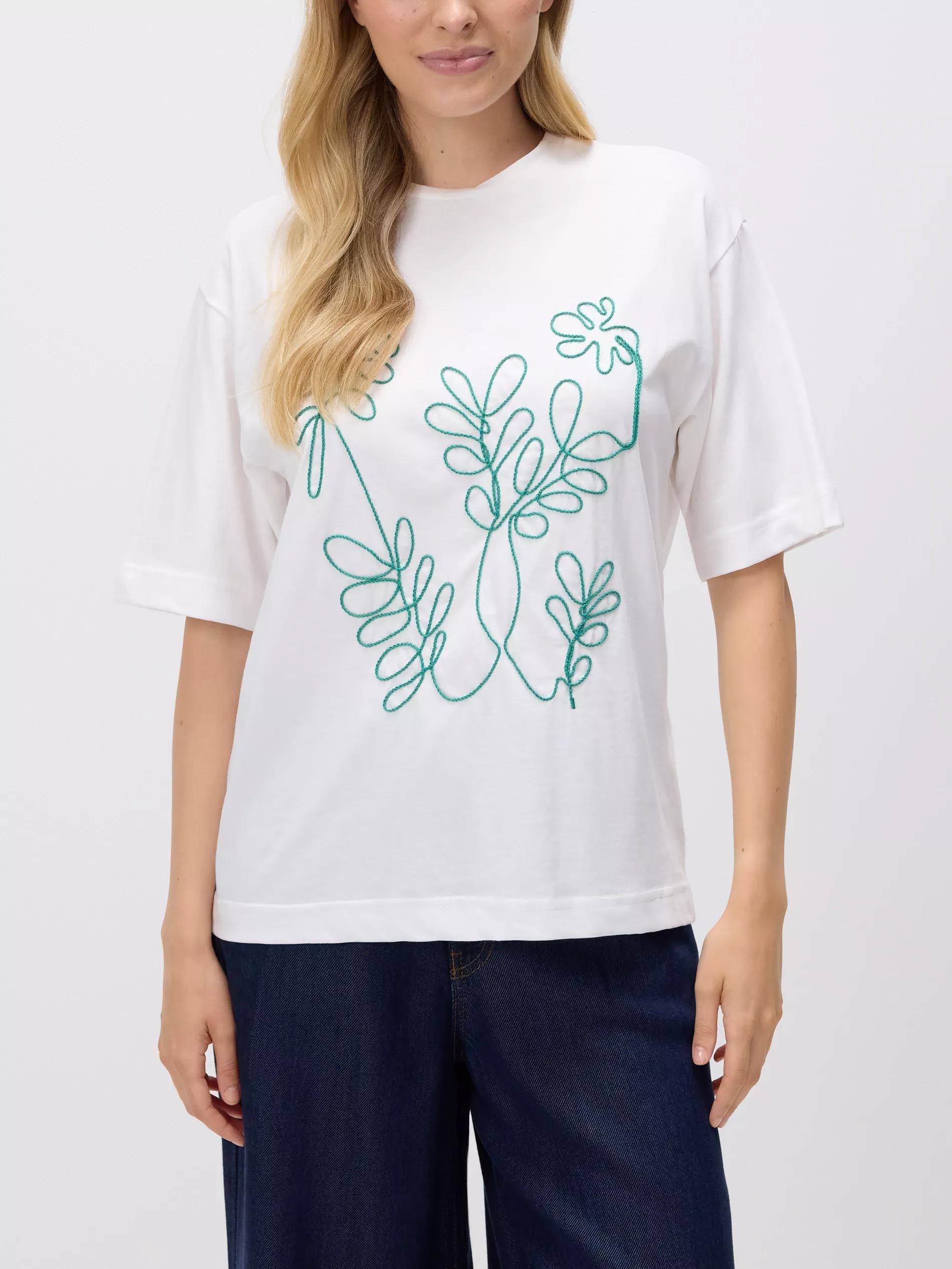 Green T-Shirt With Embroidery Detailing, Khaki, medium