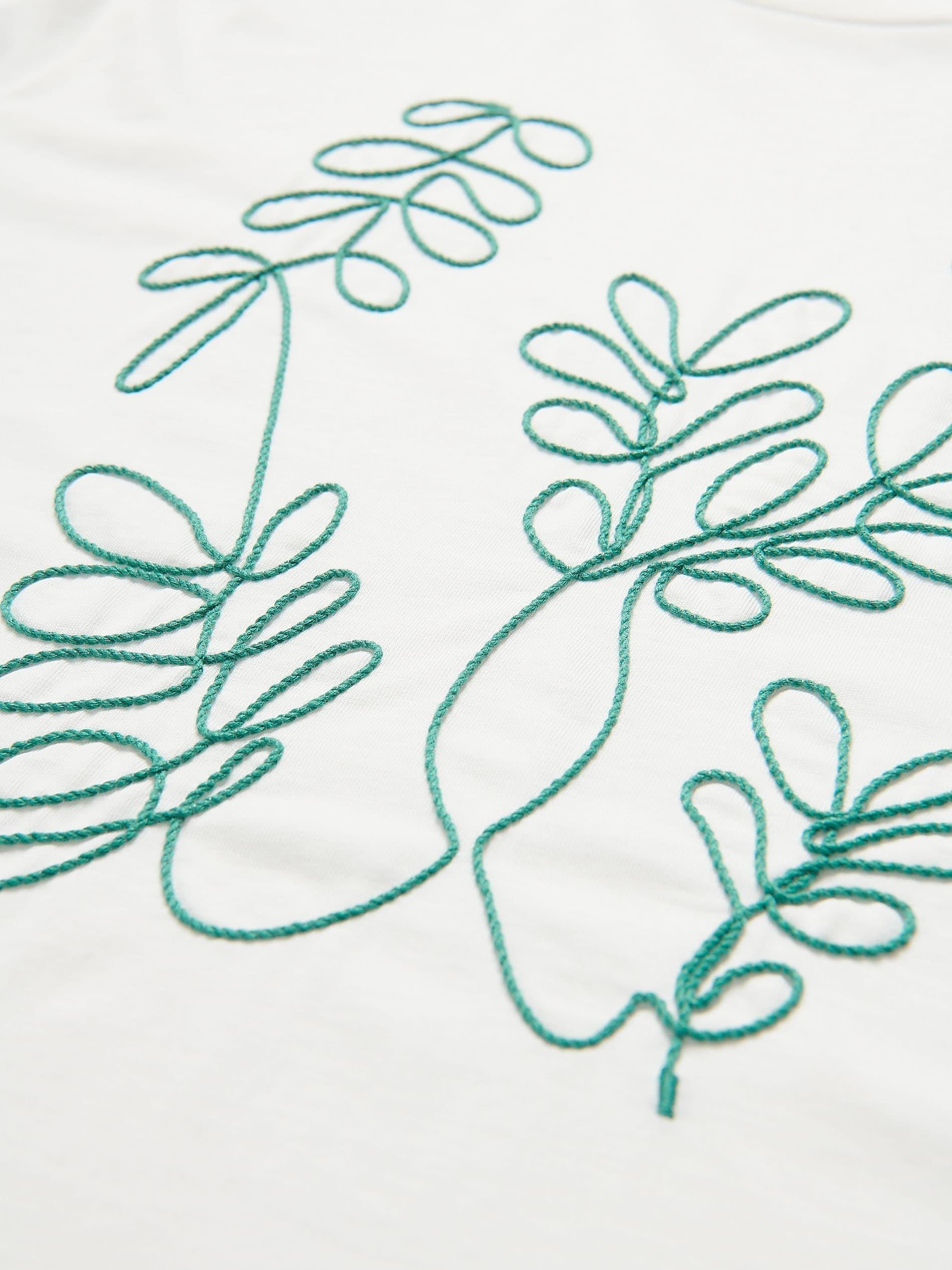 Green T-Shirt With Embroidery Detailing, Khaki, large image number 5