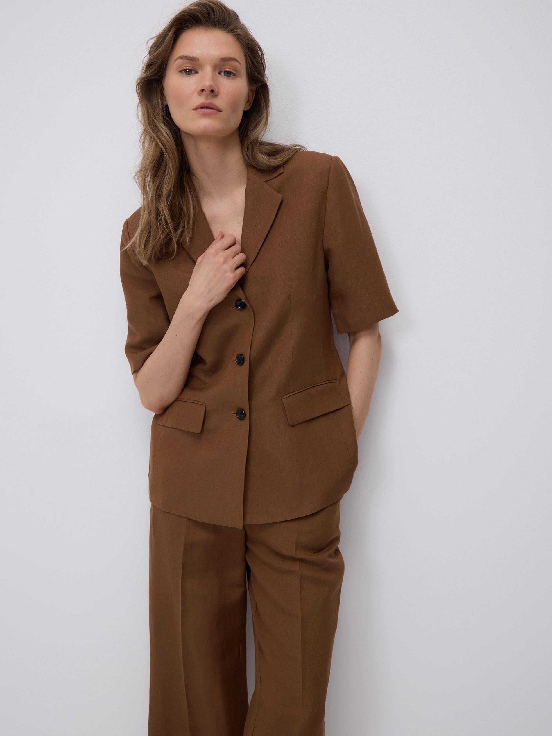 Brown Linen Rich Trousers, Brown, large image number 3