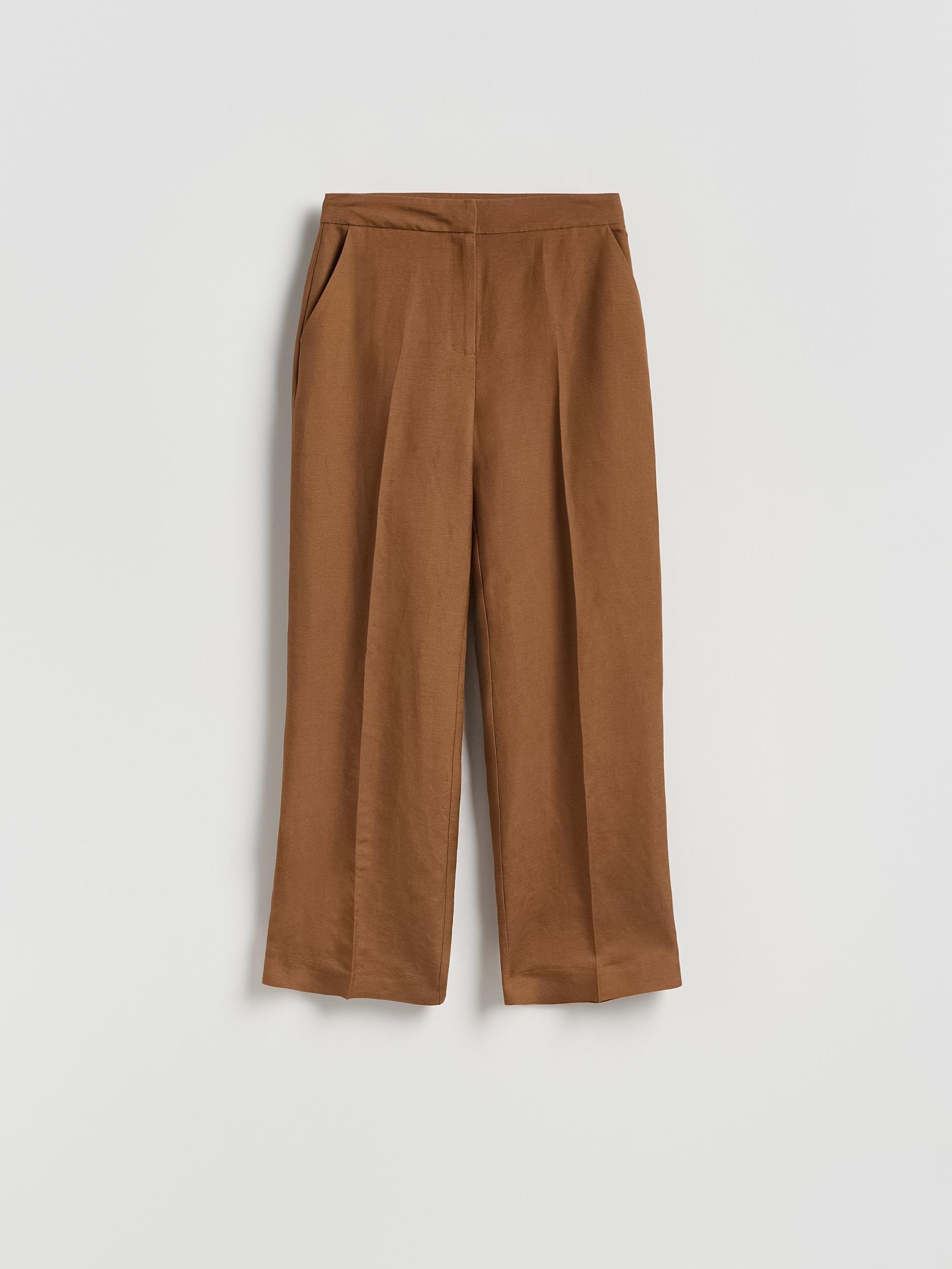 Brown Linen Rich Trousers, Brown, large image number 4