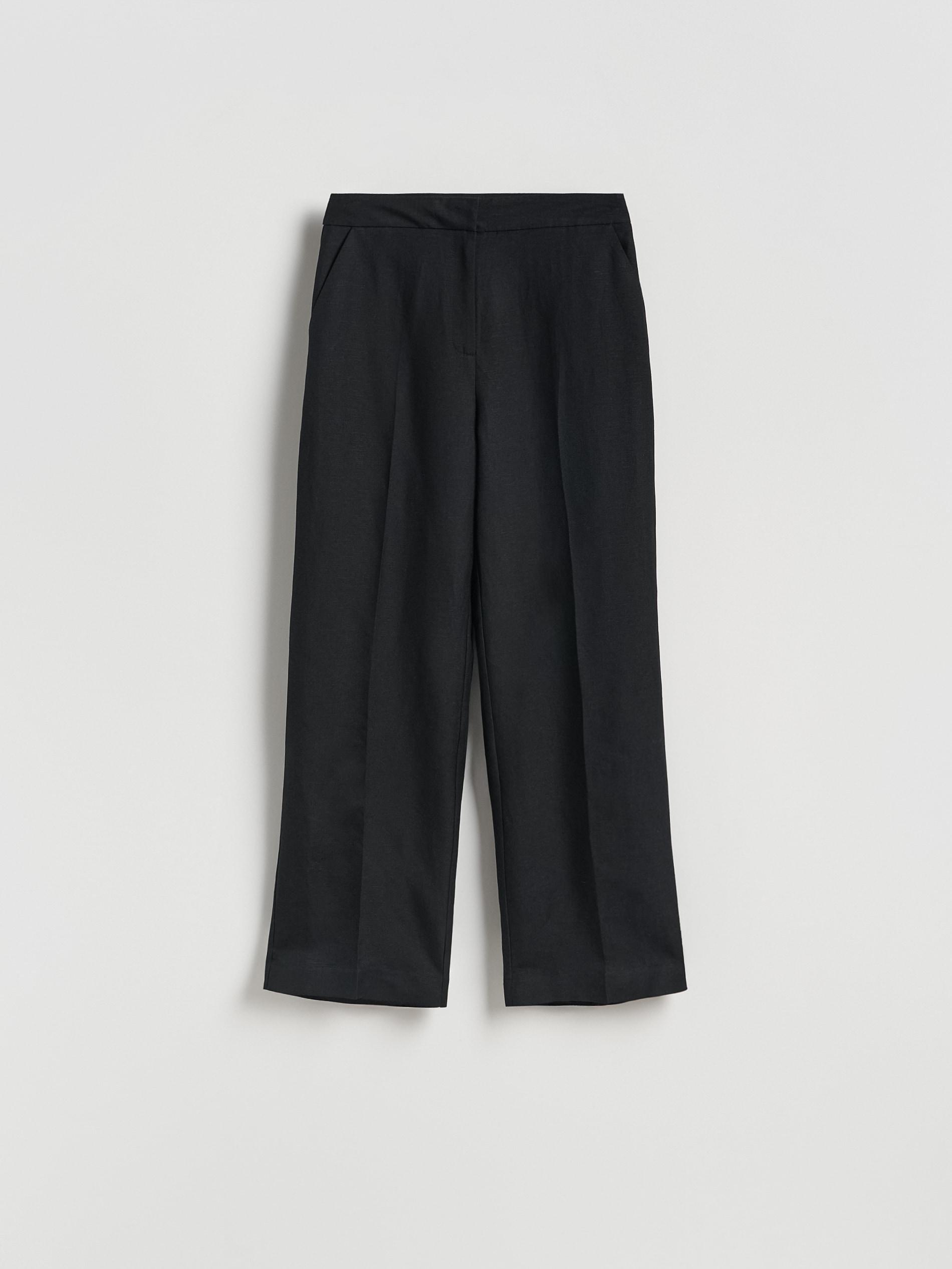 Black Linen Rich Trousers, Black, large image number 3