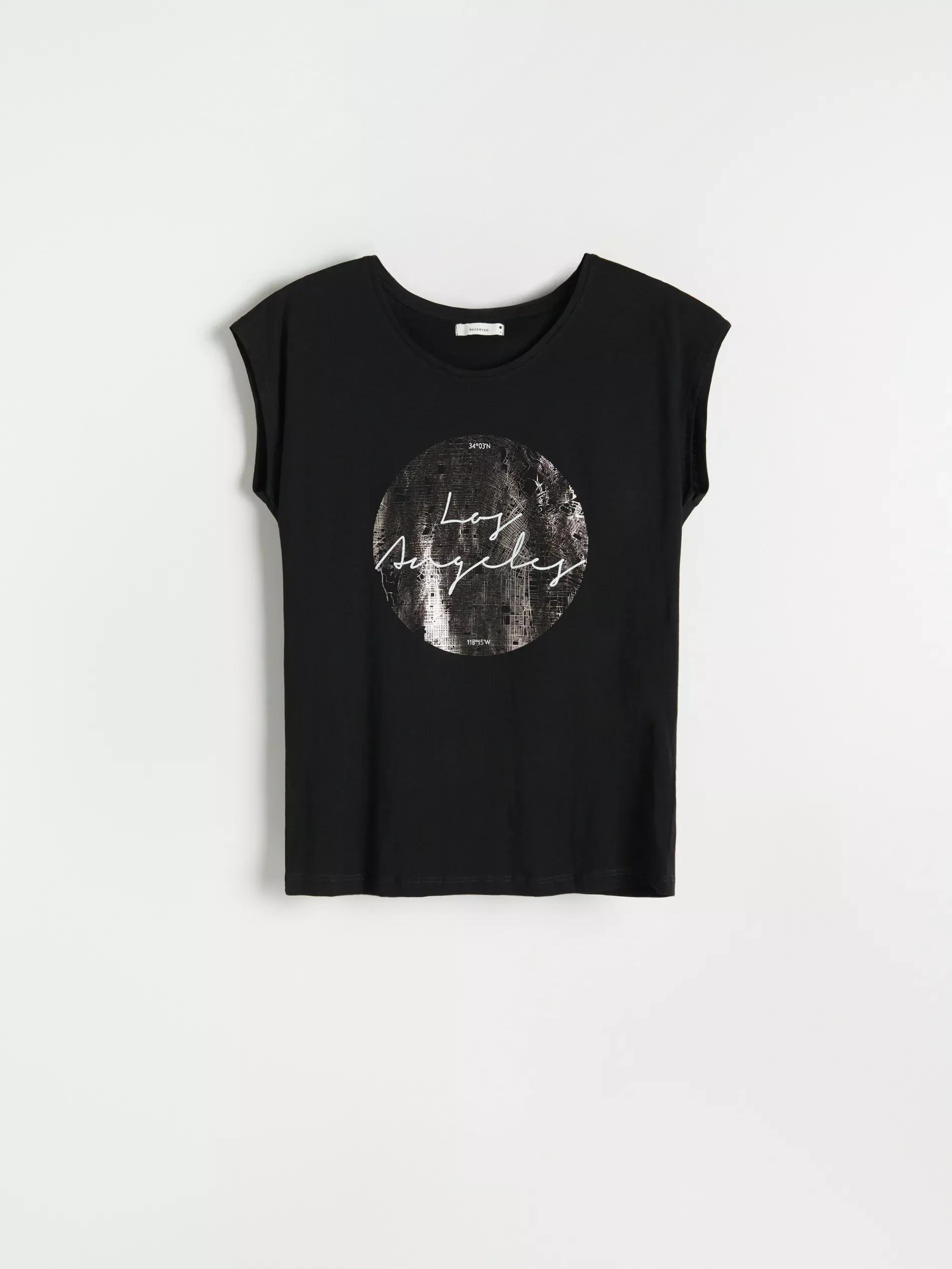 Black Cotton T-Shirt With A Print, Women, , large image number 0