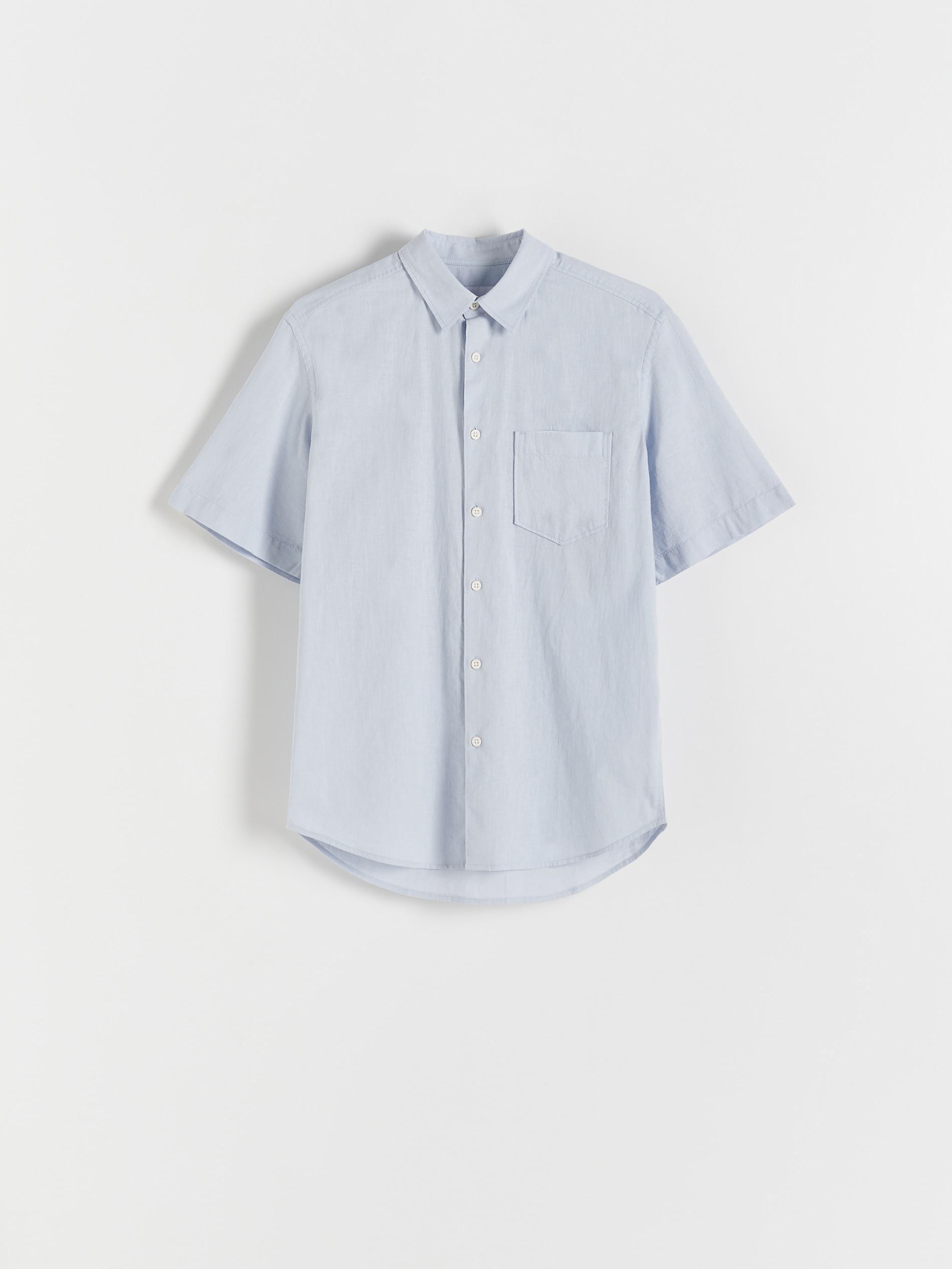 Reserved - Blue Short-Sleeves Linen Shirt