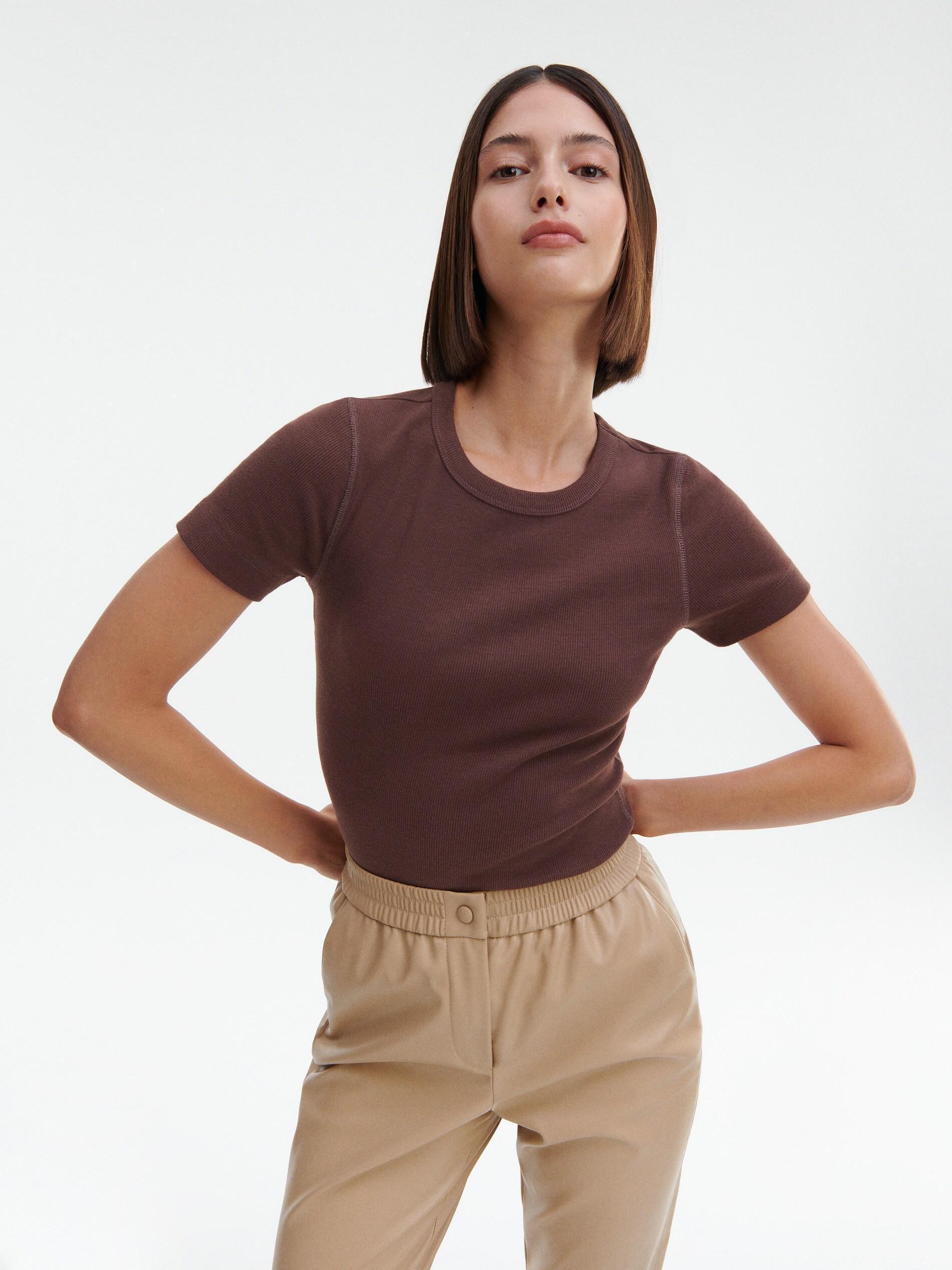 Beige Faux Leather Trousers, , large image number 3