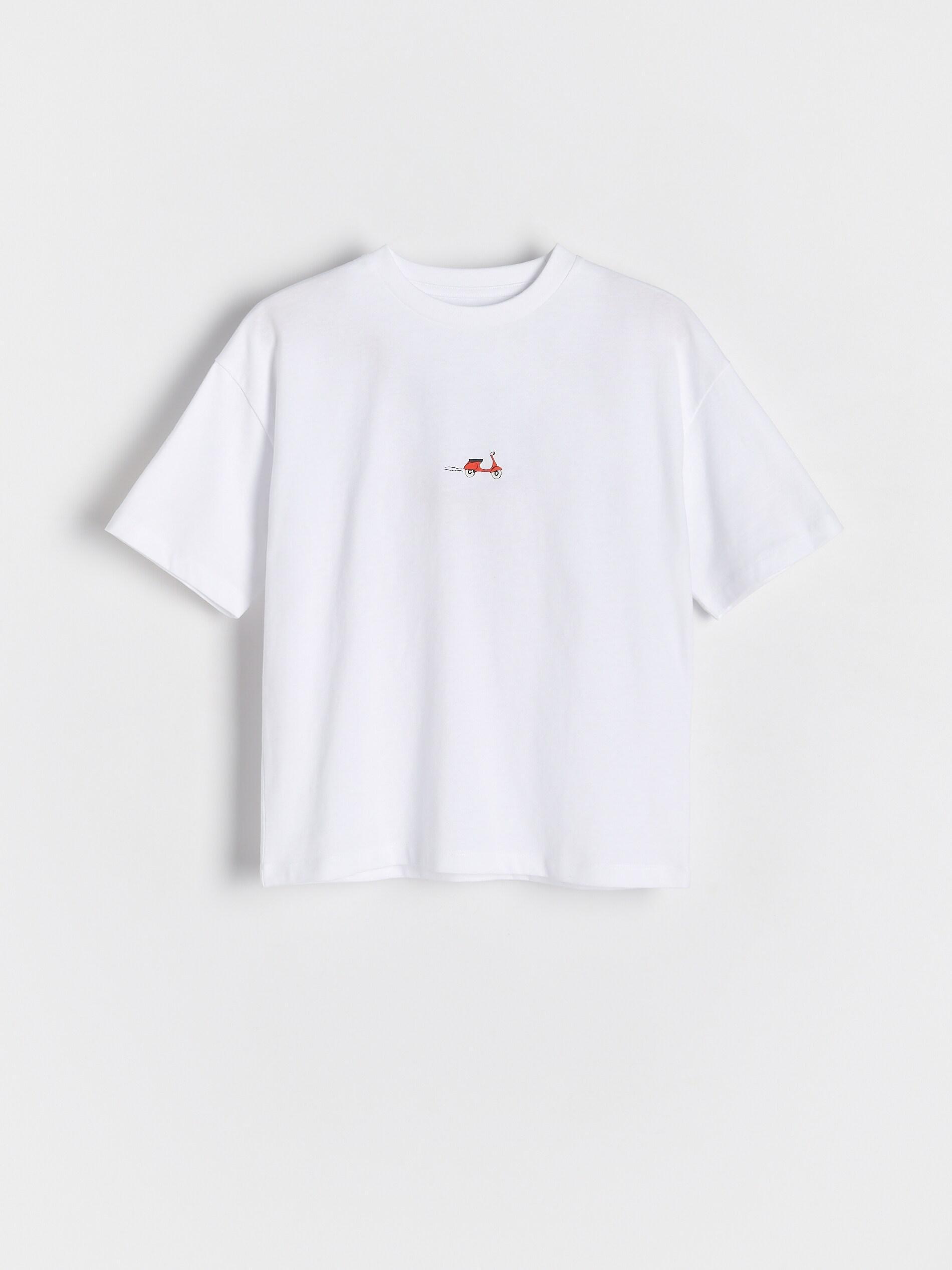 White Oversized T-Shirt With Print, , medium