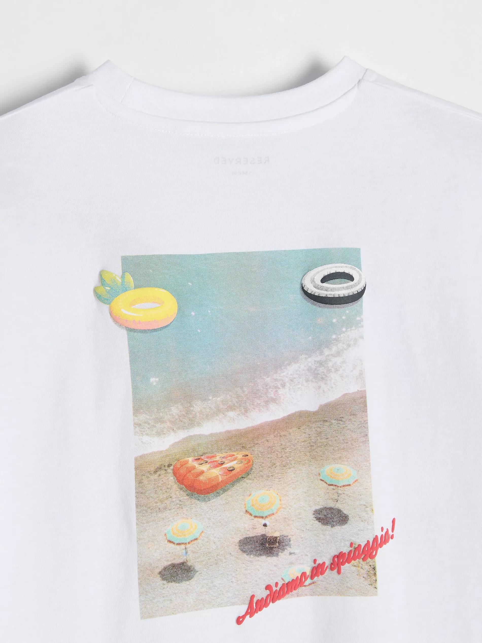 White Oversized T-Shirt With Print, , large image number 1
