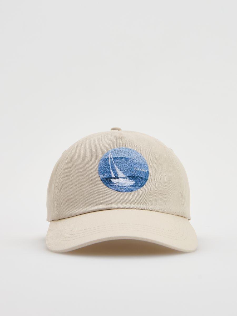 Beige Baseball Cap With Patch, , medium