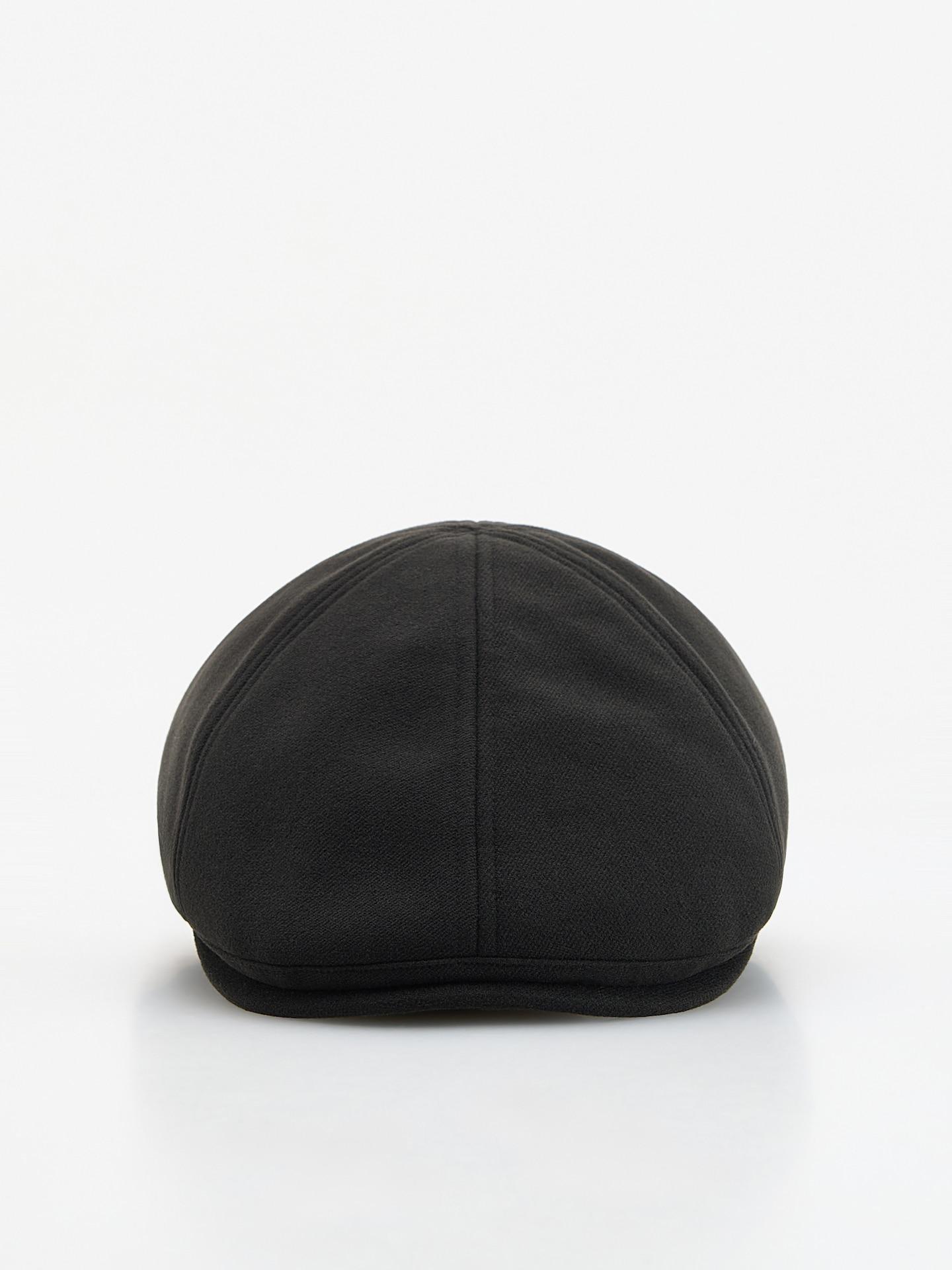 Black Smooth Flat Cap, Black, medium